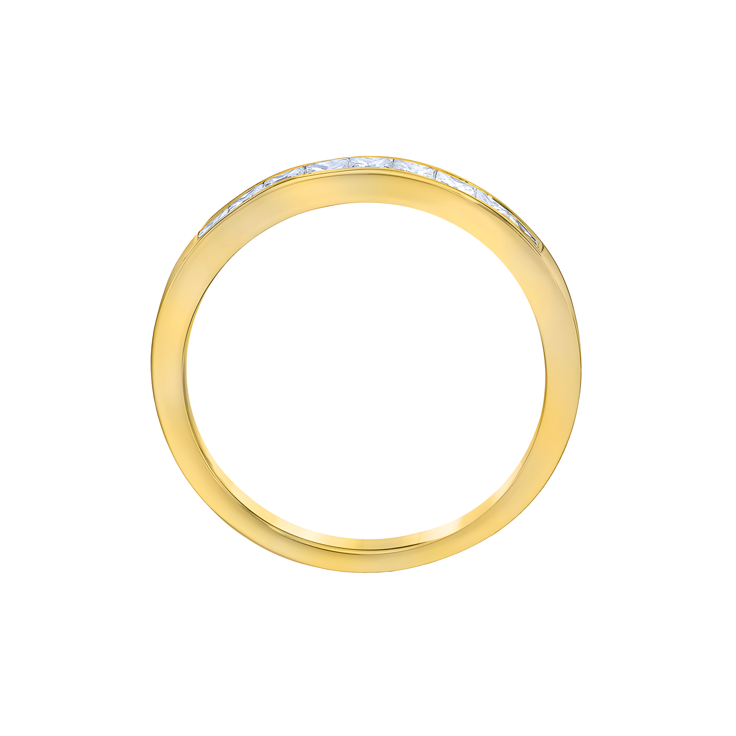 Princess Cut Diamond Channel Set Wedding Band in 18k Yellow Gold