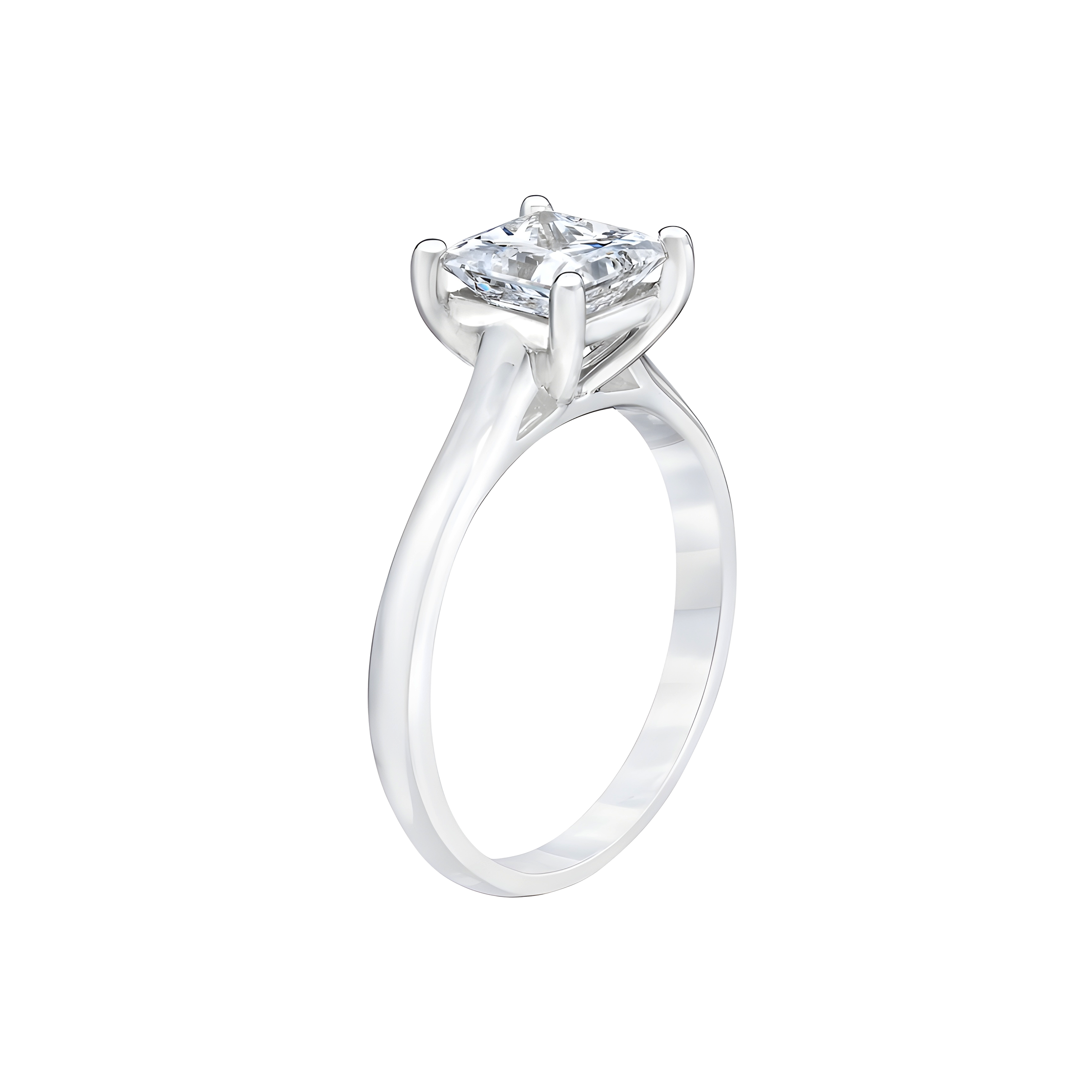 Princess Cut Solitaire Diamond Engagement Ring in 18K White Gold