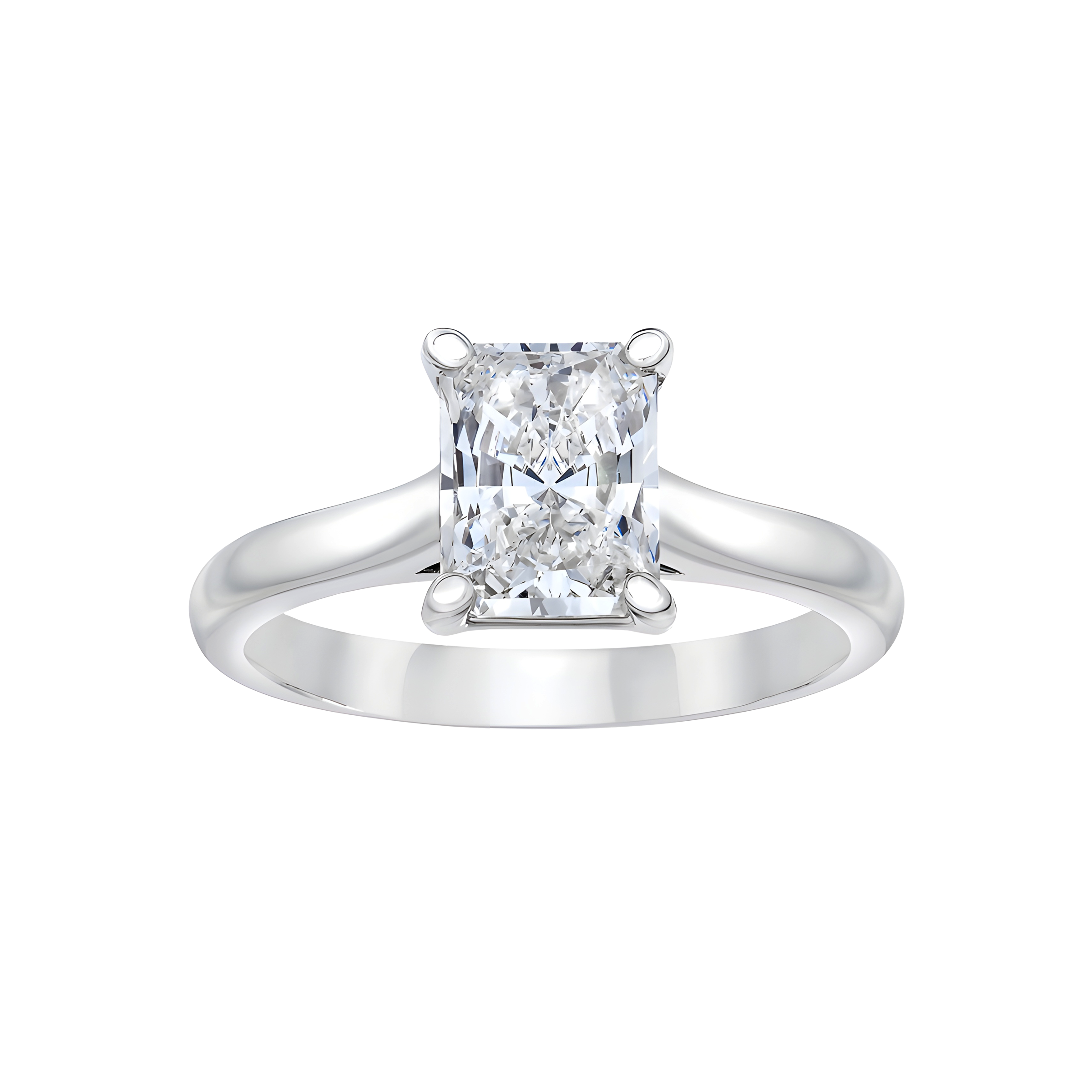 Radiant Cut Solitaire Lab Grown Diamond Engagement Ring in 14k White Gold