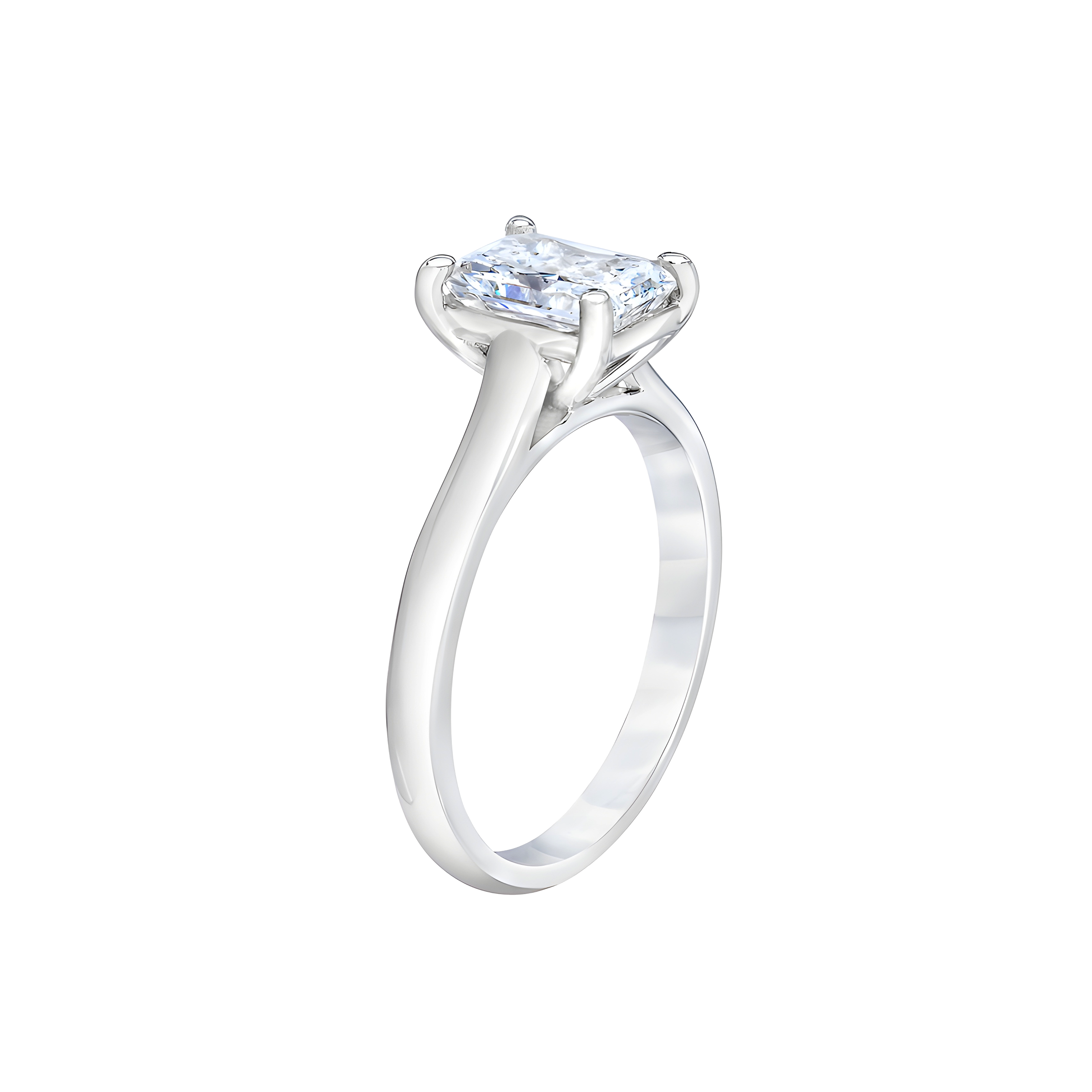 Radiant Cut Solitaire Lab Grown Diamond Engagement Ring in 14k White Gold