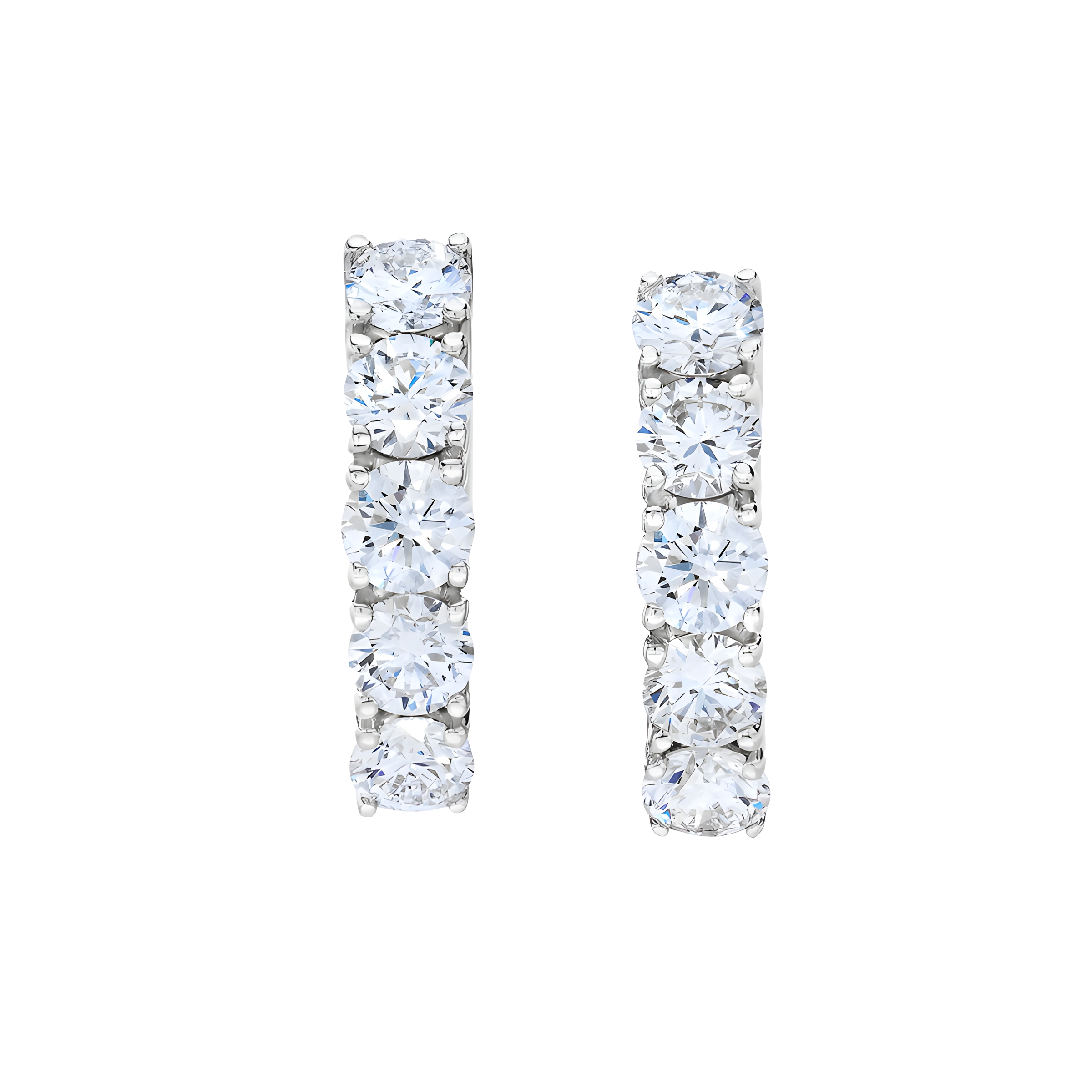 Round Brilliant 14K White Gold Hoop Earrings