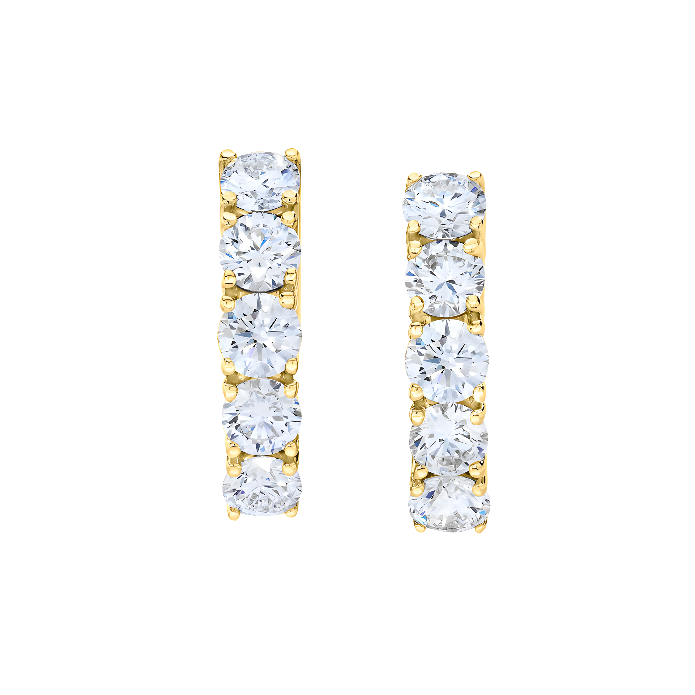 Round Brilliant 14k Yellow Gold Hoop Earrings