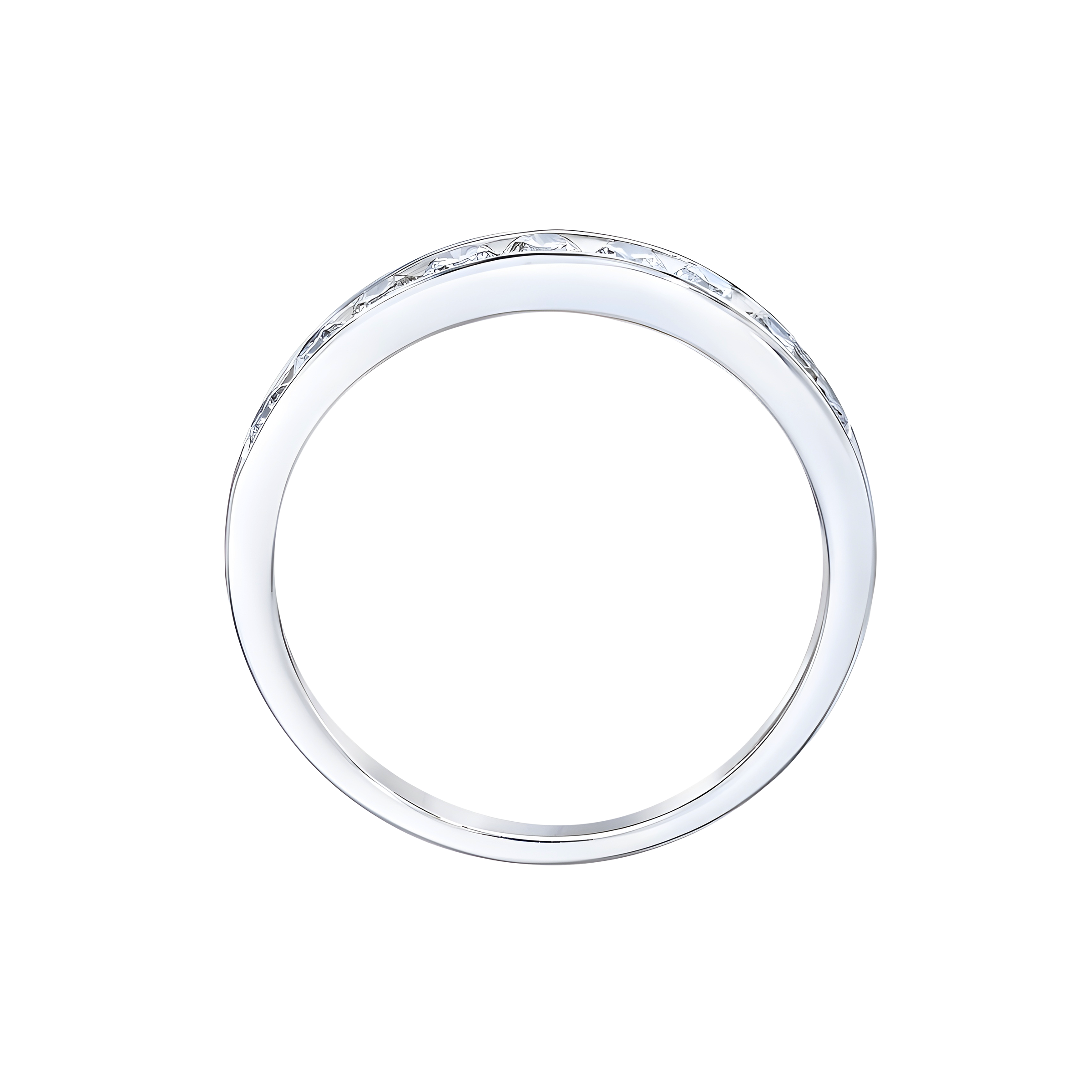 Round Brilliant Channel Set Wedding Band in 18k White Gold