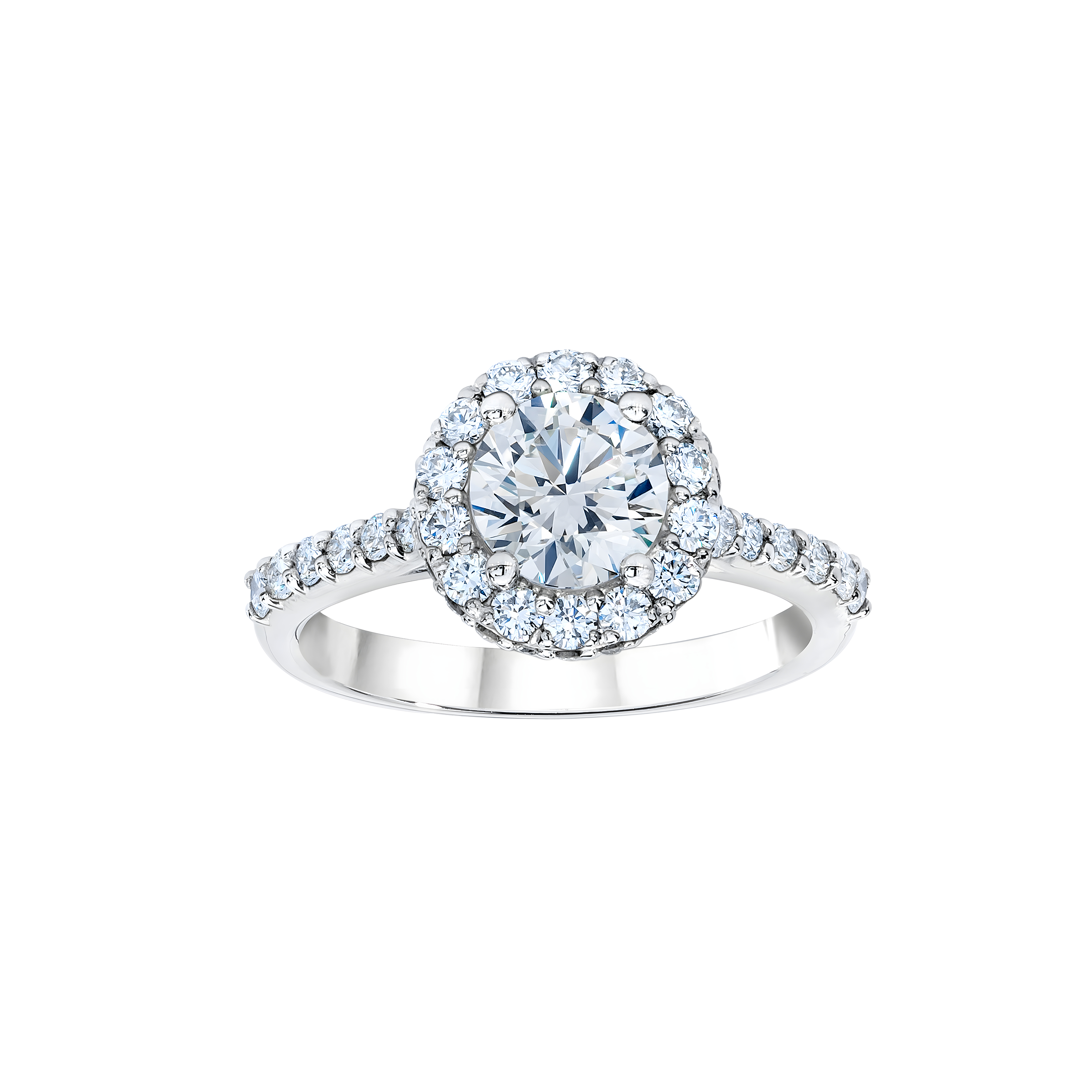 Round Brilliant Diamond Halo Engagement Ring in Platinum