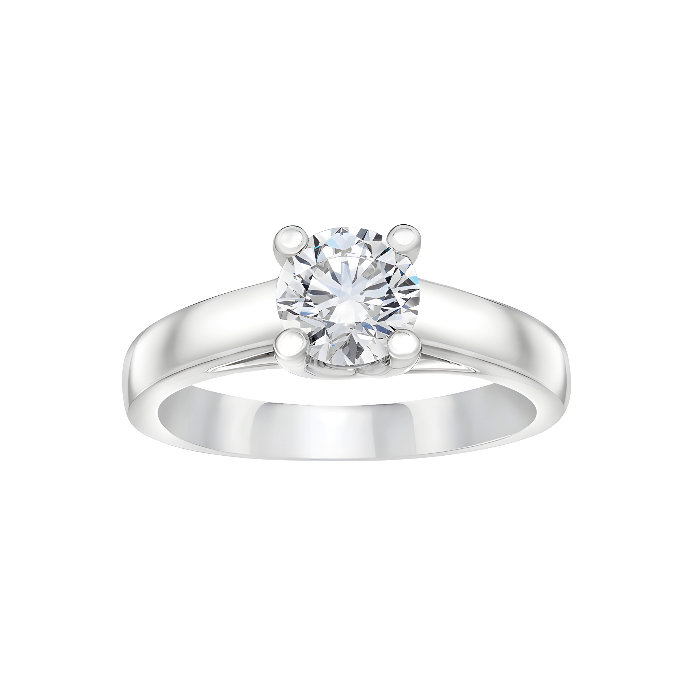 Round Brilliant Solitaire Lab Grown Diamond Engagement Ring in 14k White Gold