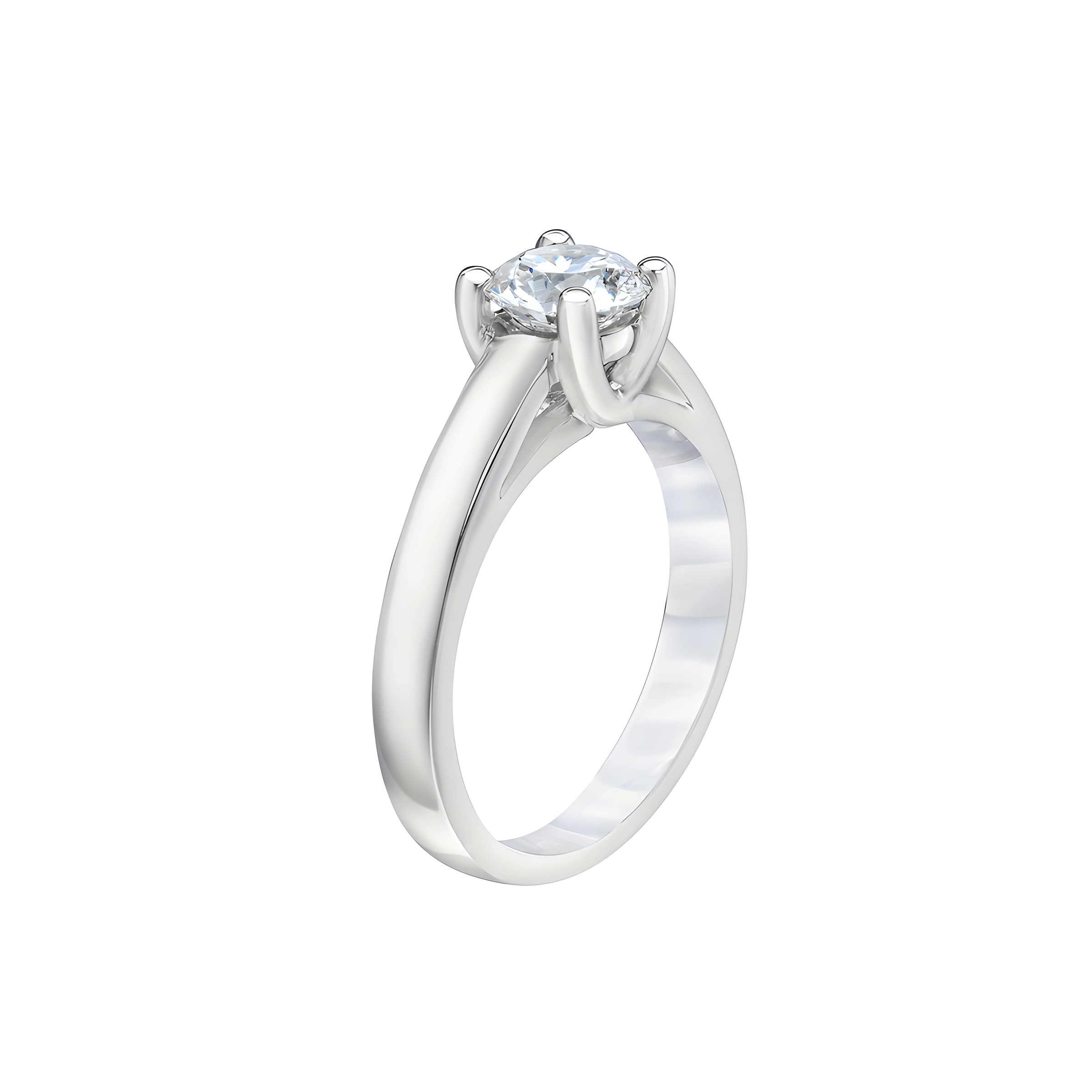 Round Brilliant Solitaire Lab Grown Diamond Engagement Ring in 14k White Gold