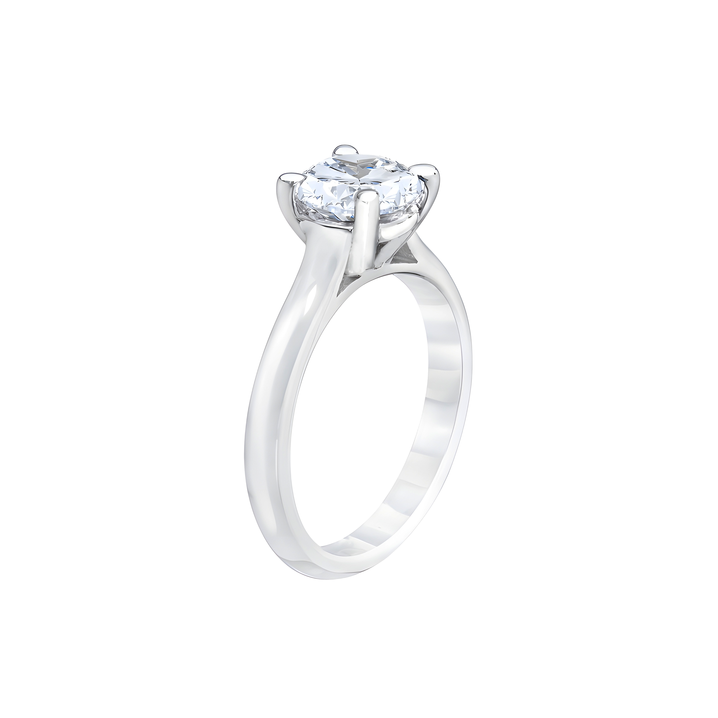 Round Brilliant Solitaire Lab Grown Diamond Engagement Ring in 14k White Gold