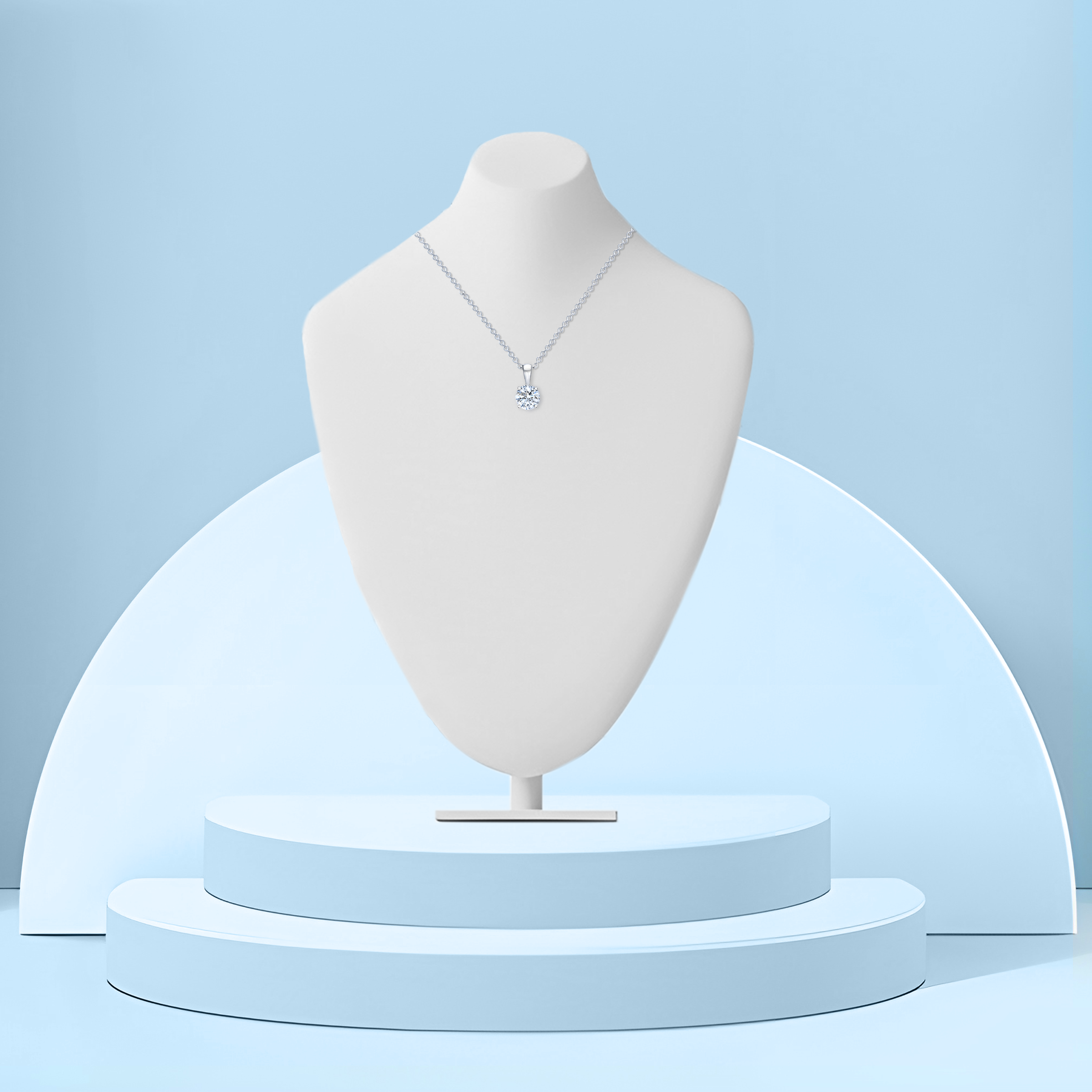 Round Brilliant Solitaire Lab Grown Diamond Pendent Necklace in 18k White Gold