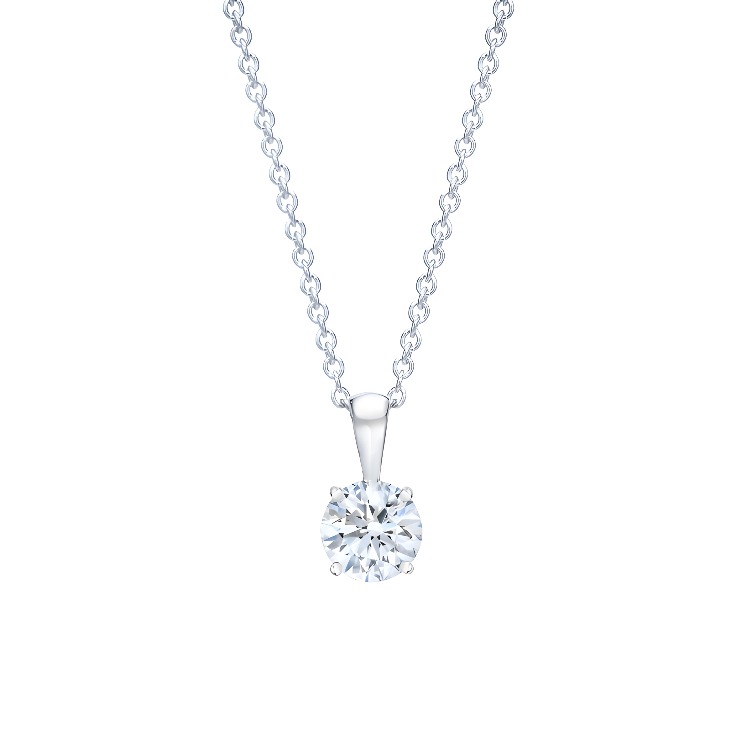 Round Brilliant Solitaire Lab Grown Diamond Pendent Necklace in 18k White Gold