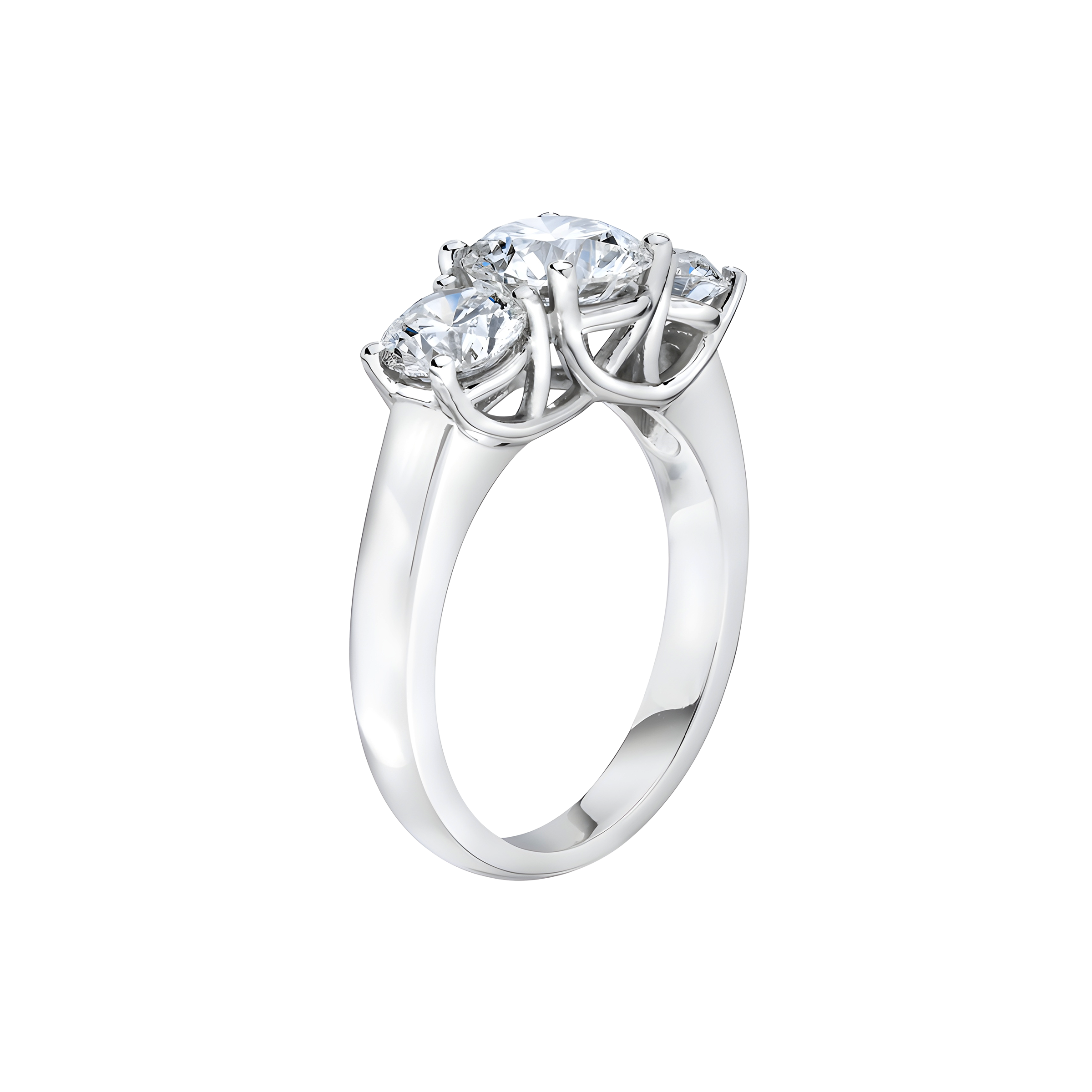 Round Brilliant Three Stone Diamond Ring in Platinum