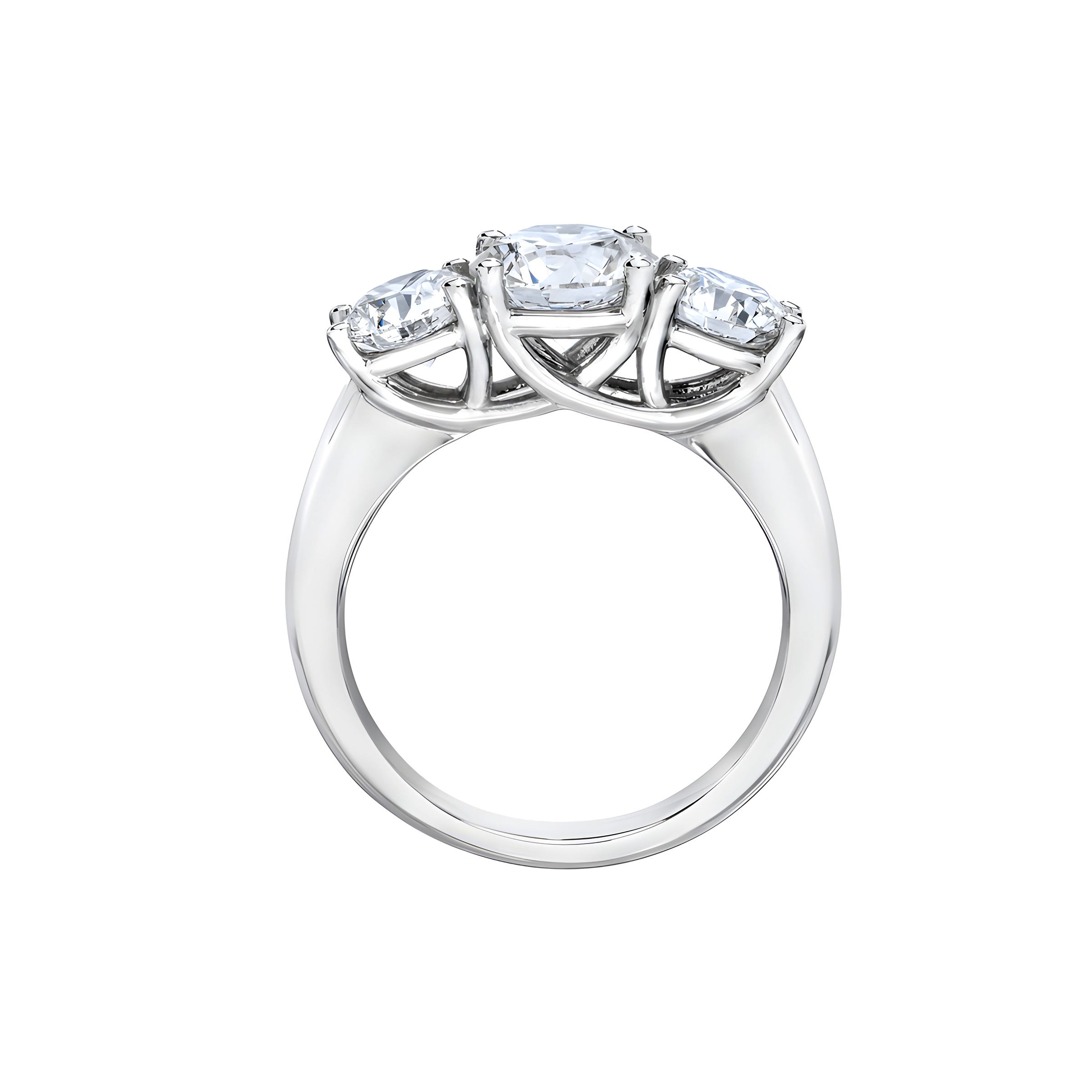 Round Brilliant Three Stone Diamond Ring in Platinum