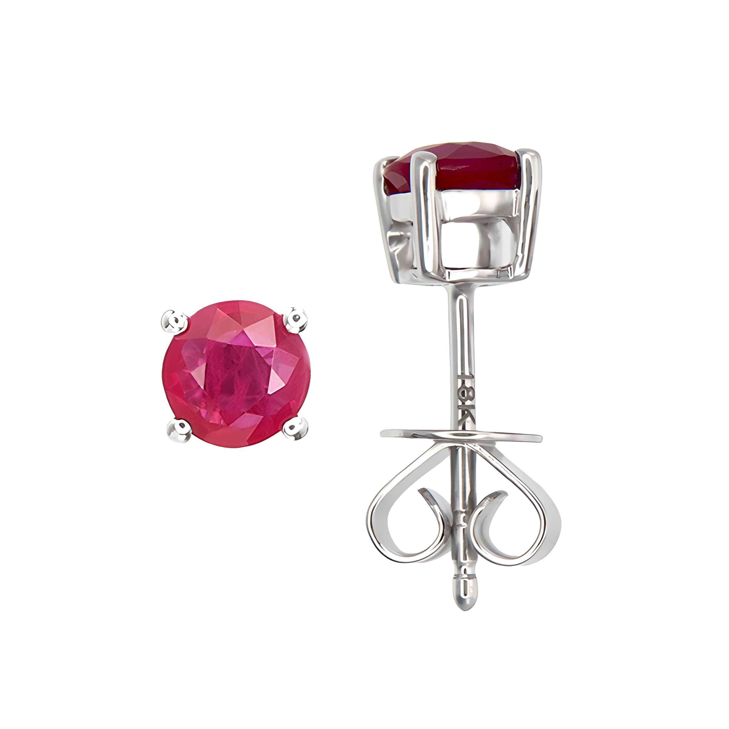 Ruby Stud Earrings in 18k White Gold for Women