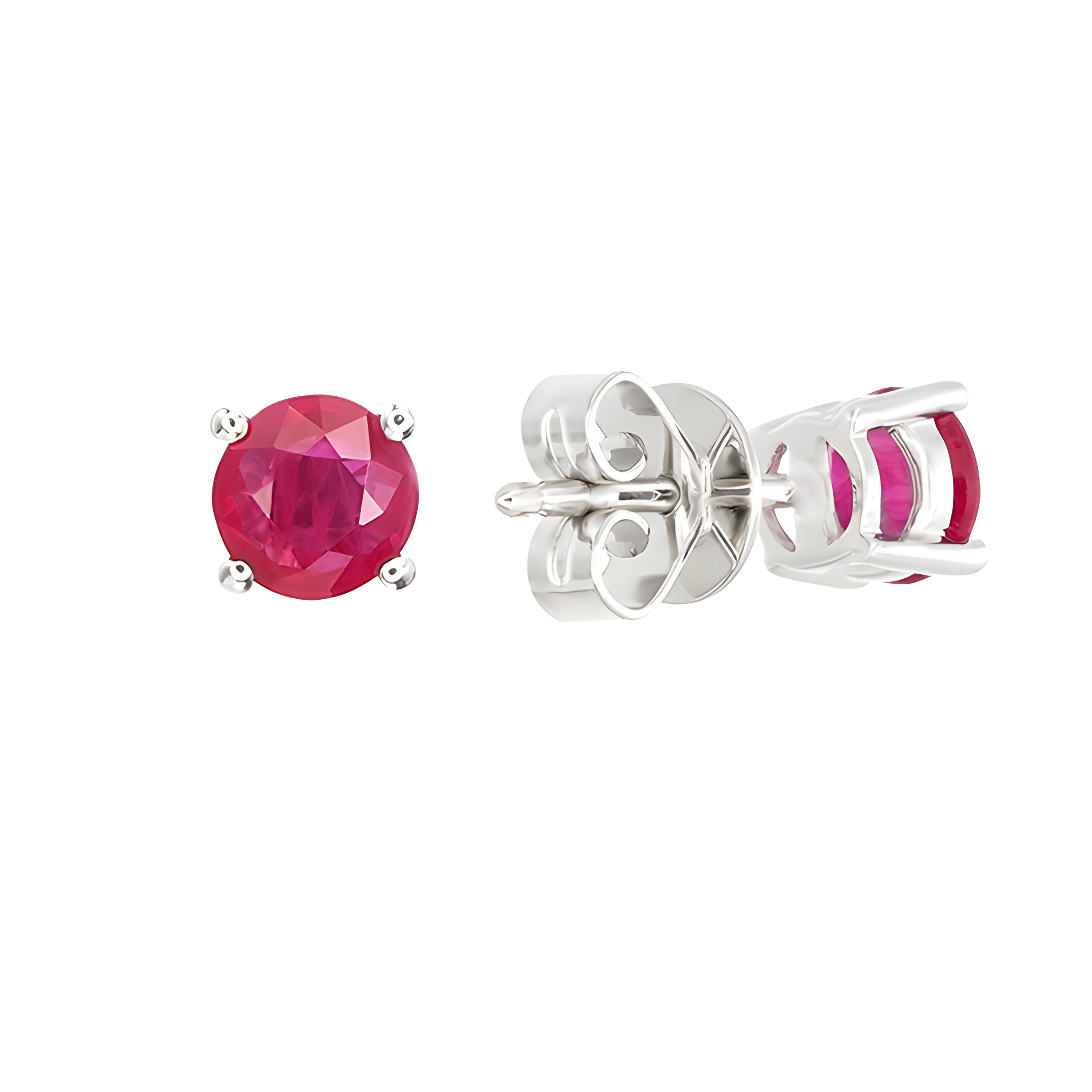 Ruby Stud Earrings in 18k White Gold for Women