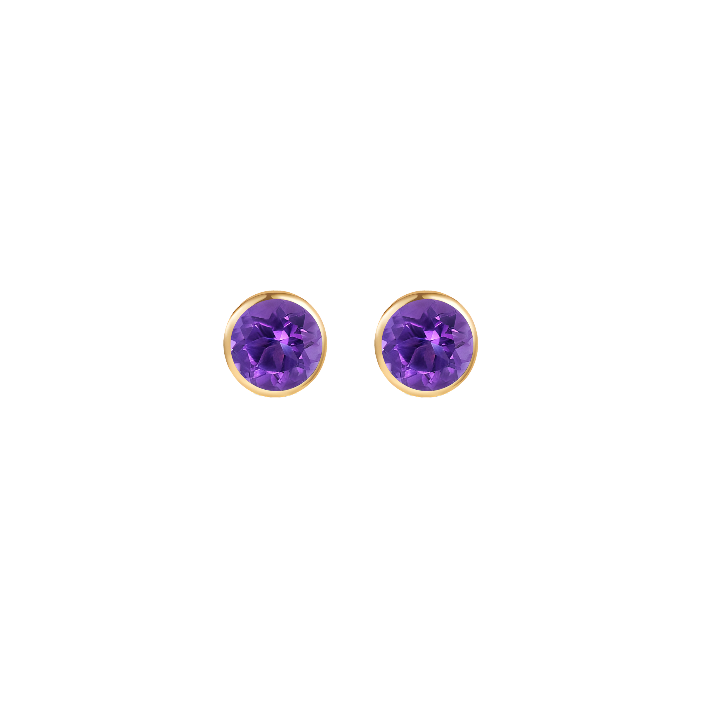 Amethyst Solid Bezel Set Earrings in 18k Yellow Gold