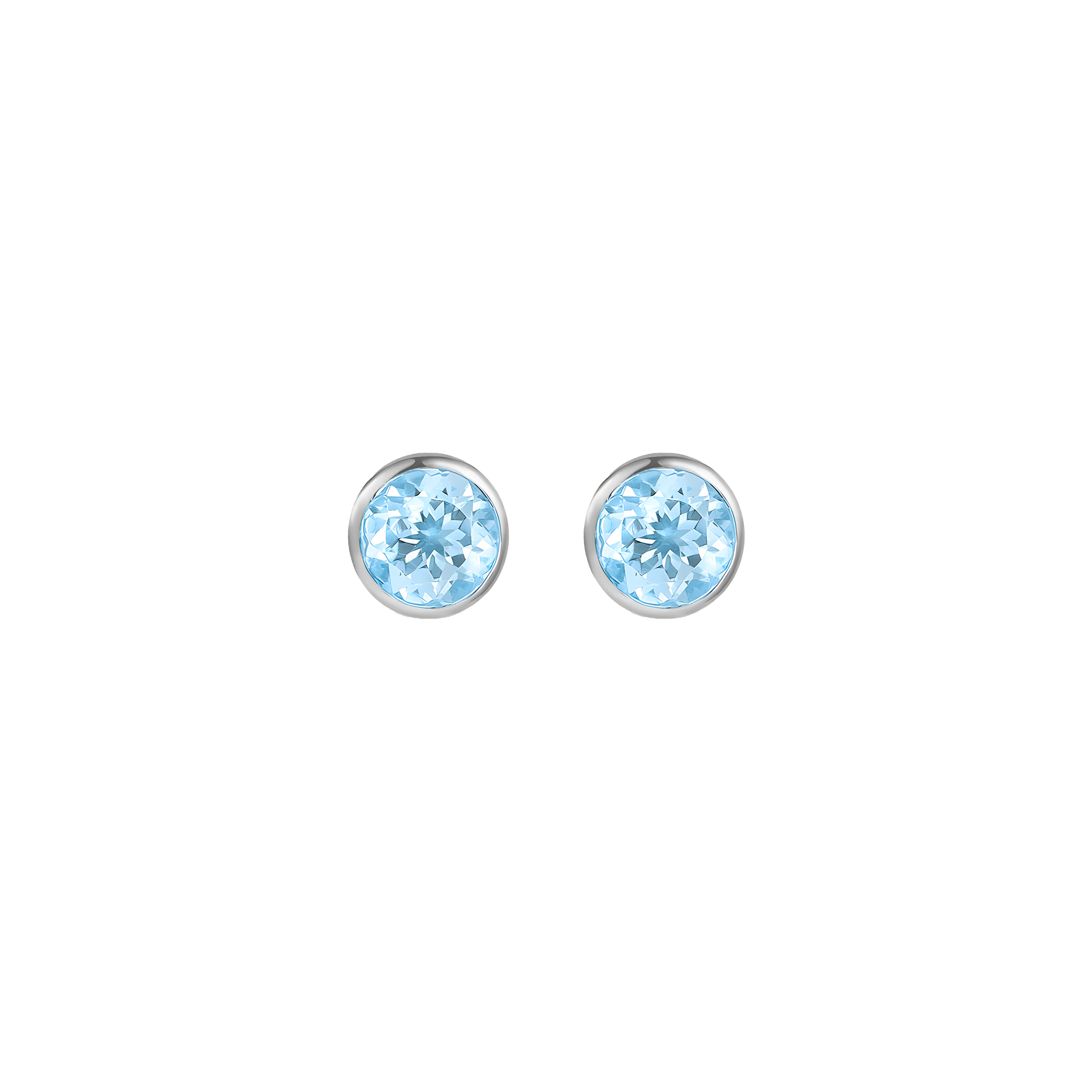 Aquamarine Solid Bezel Set Earrings in 18k White Gold