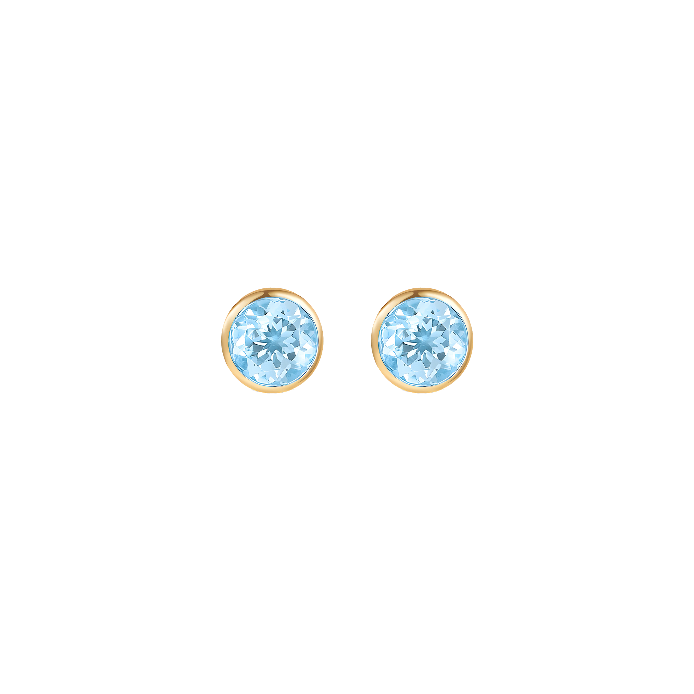 Aquamarine Solid Bezel Set Earrings in 18k Yellow Gold