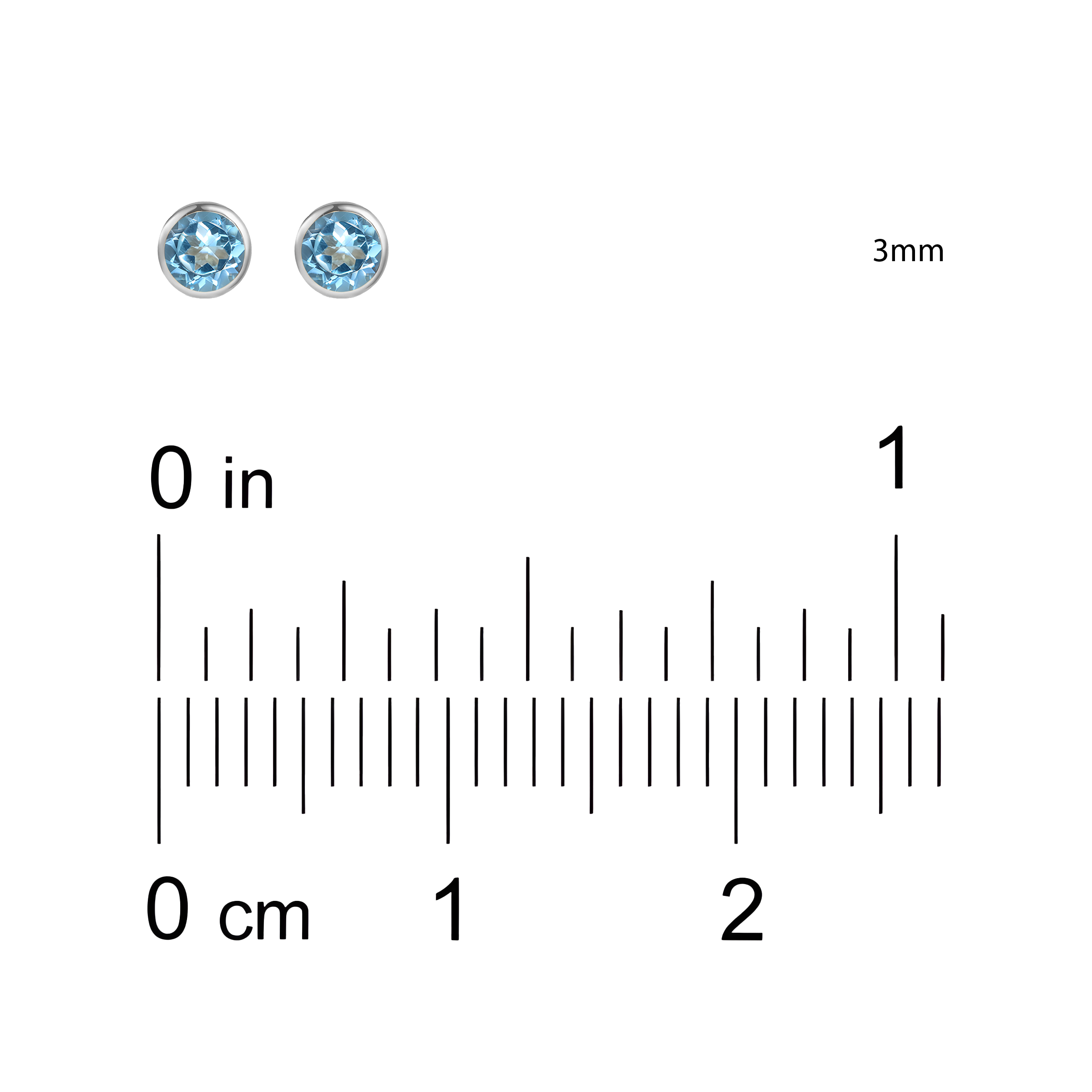 Blue Topaz Solid Bezel Set Earrings in 18k White Gold