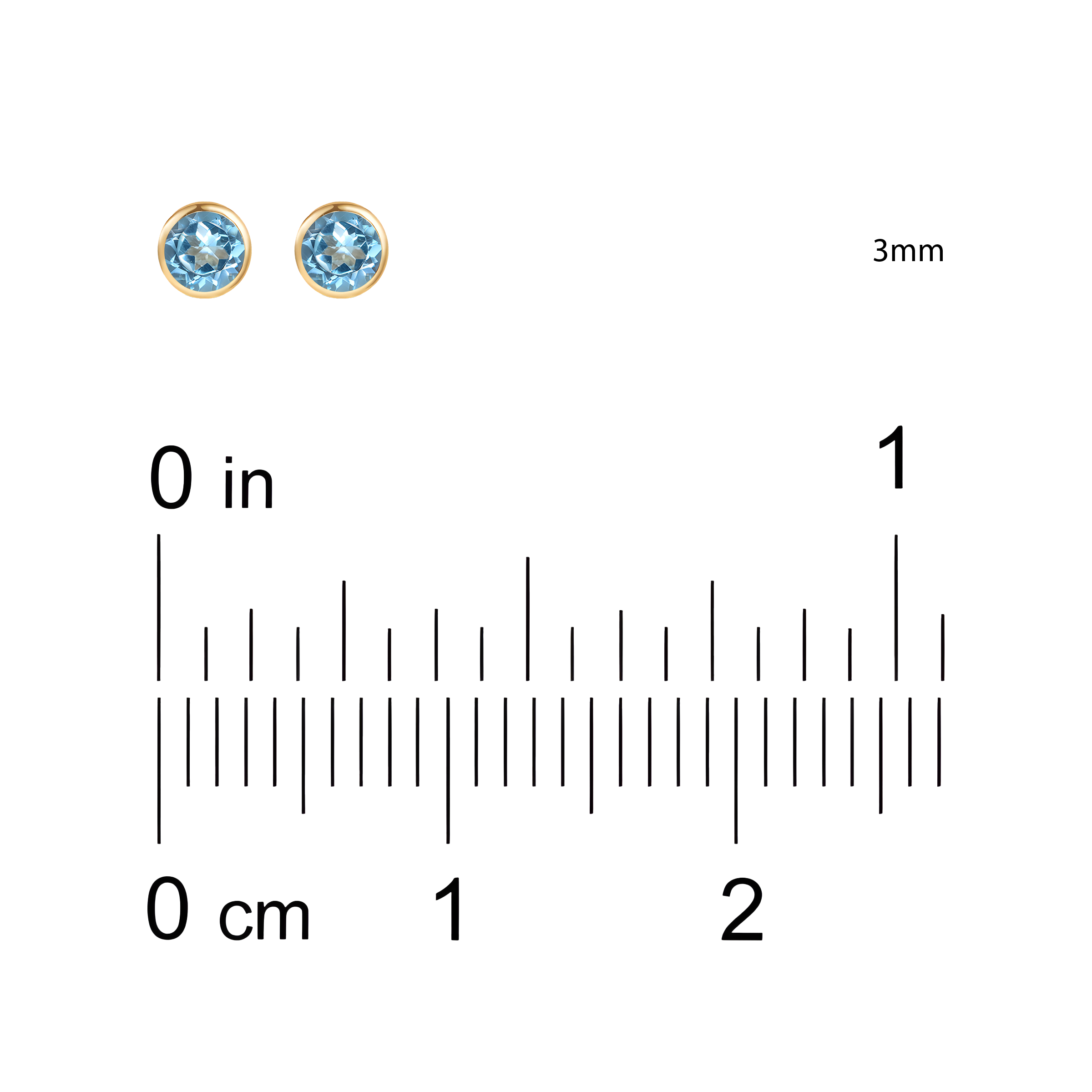 Blue Topaz Solid Bezel Set Earrings in 18k Yellow Gold