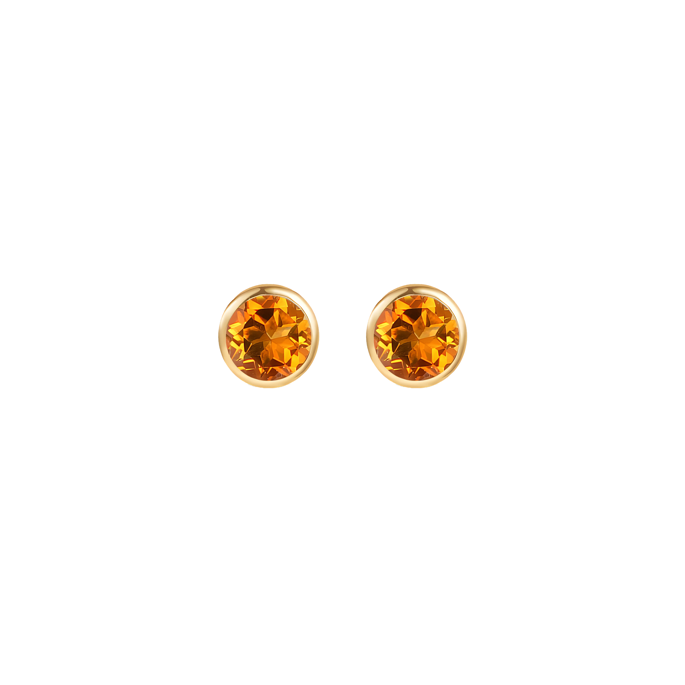 Citrine Solid Bezel Set Earrings in 18k Yellow Gold
