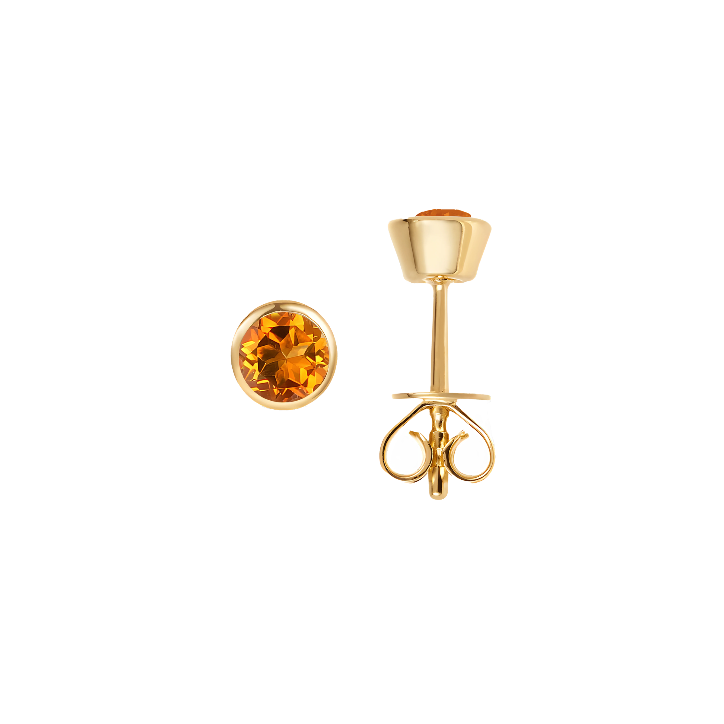 Citrine Solid Bezel Set Earrings in 18k Yellow Gold