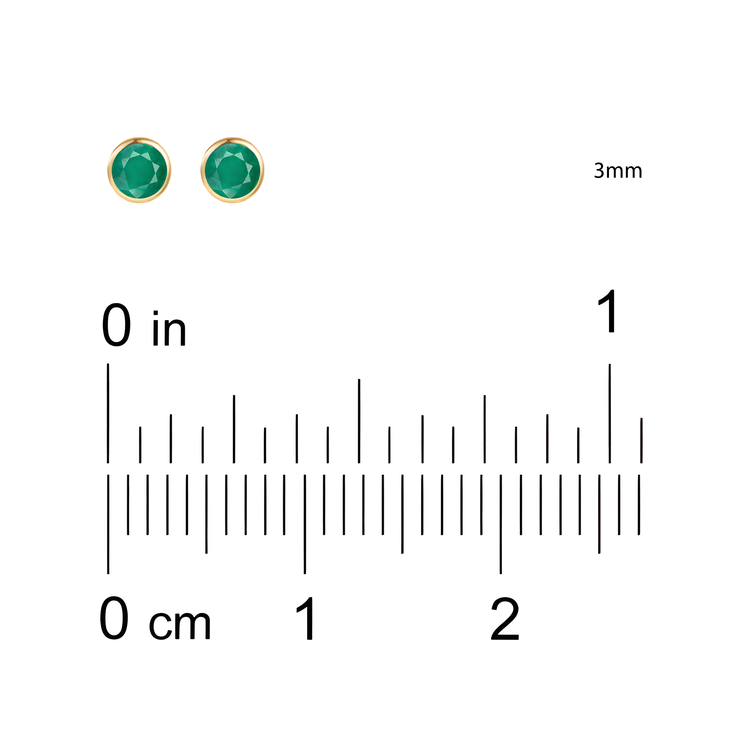 Emerald Solid Bezel Set Earrings in 18k Yellow Gold