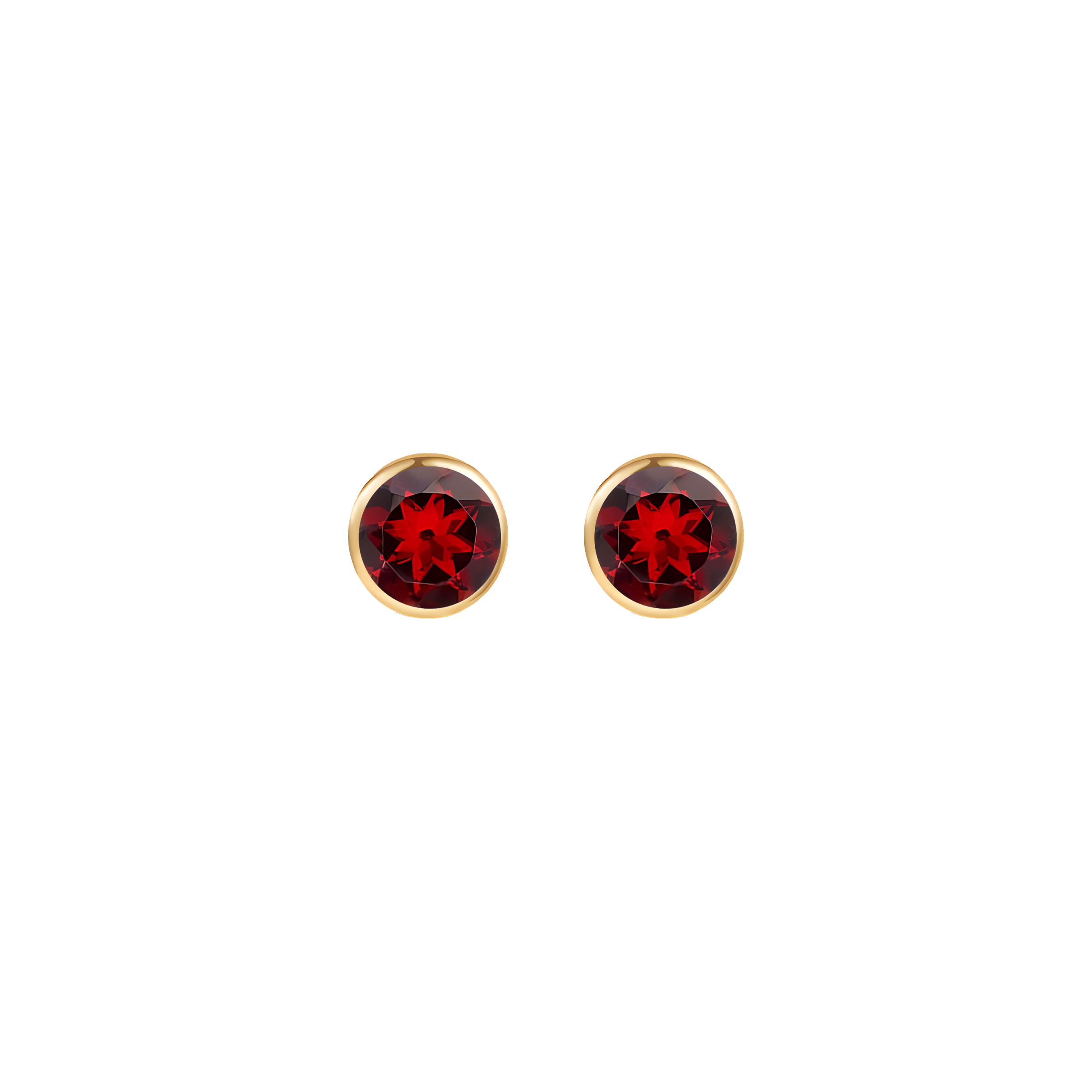 Garnet Solid Bezel Set Earrings in 18k Yellow Gold