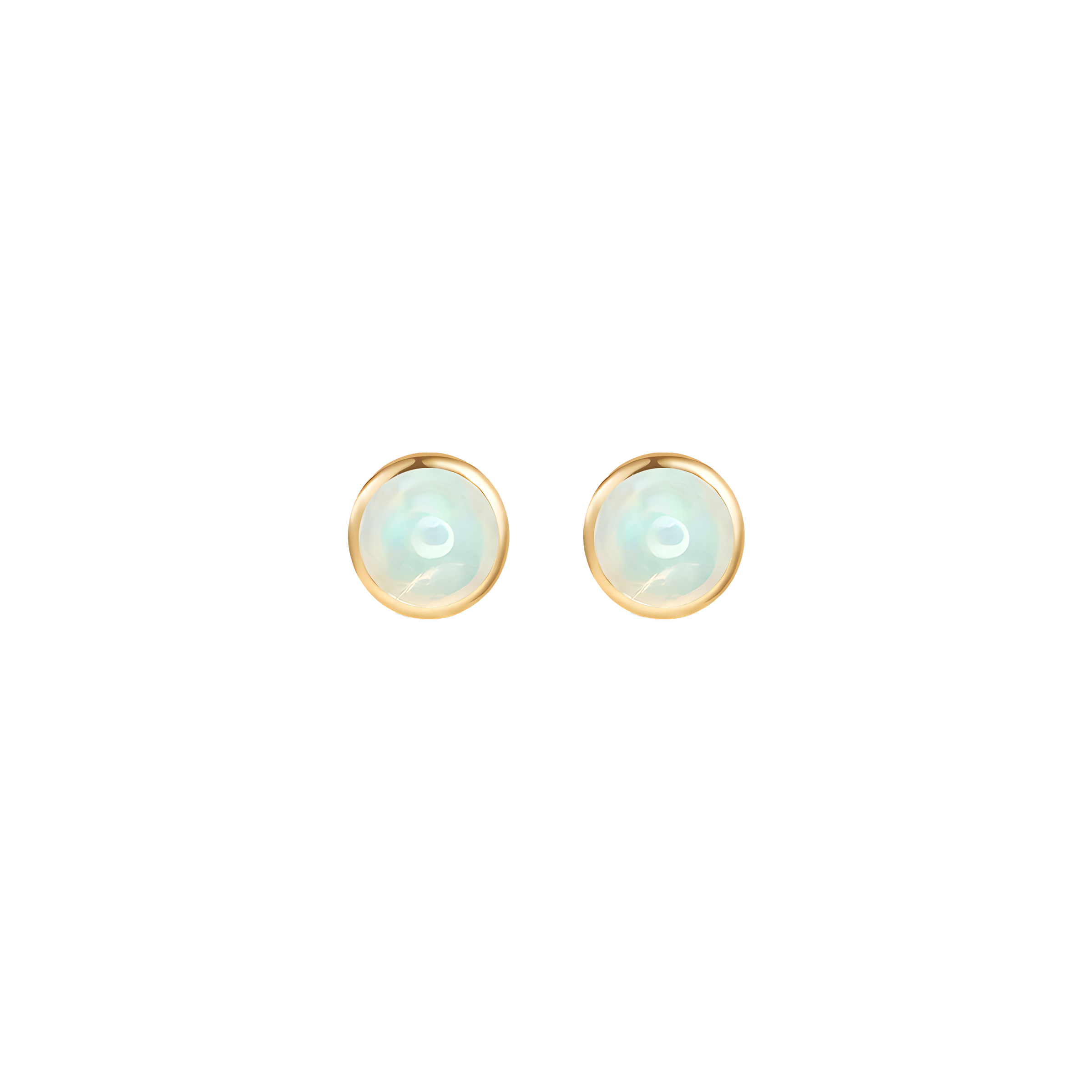 Opal Solid Bezel Set Earrings in 18k Yellow Gold