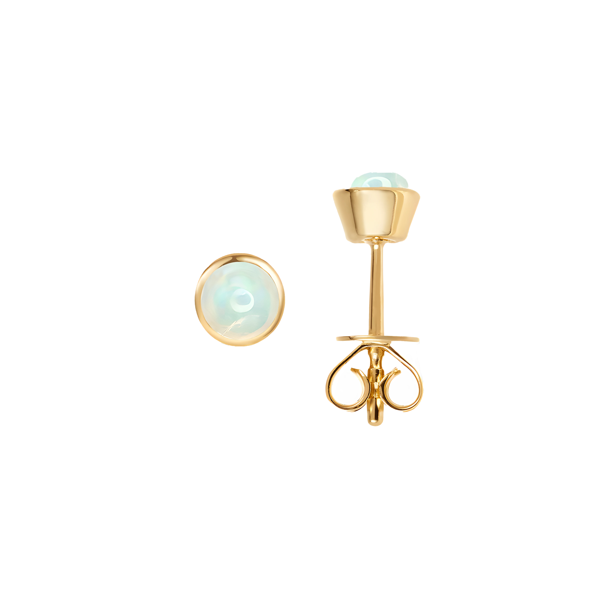Opal Solid Bezel Set Earrings in 18k Yellow Gold