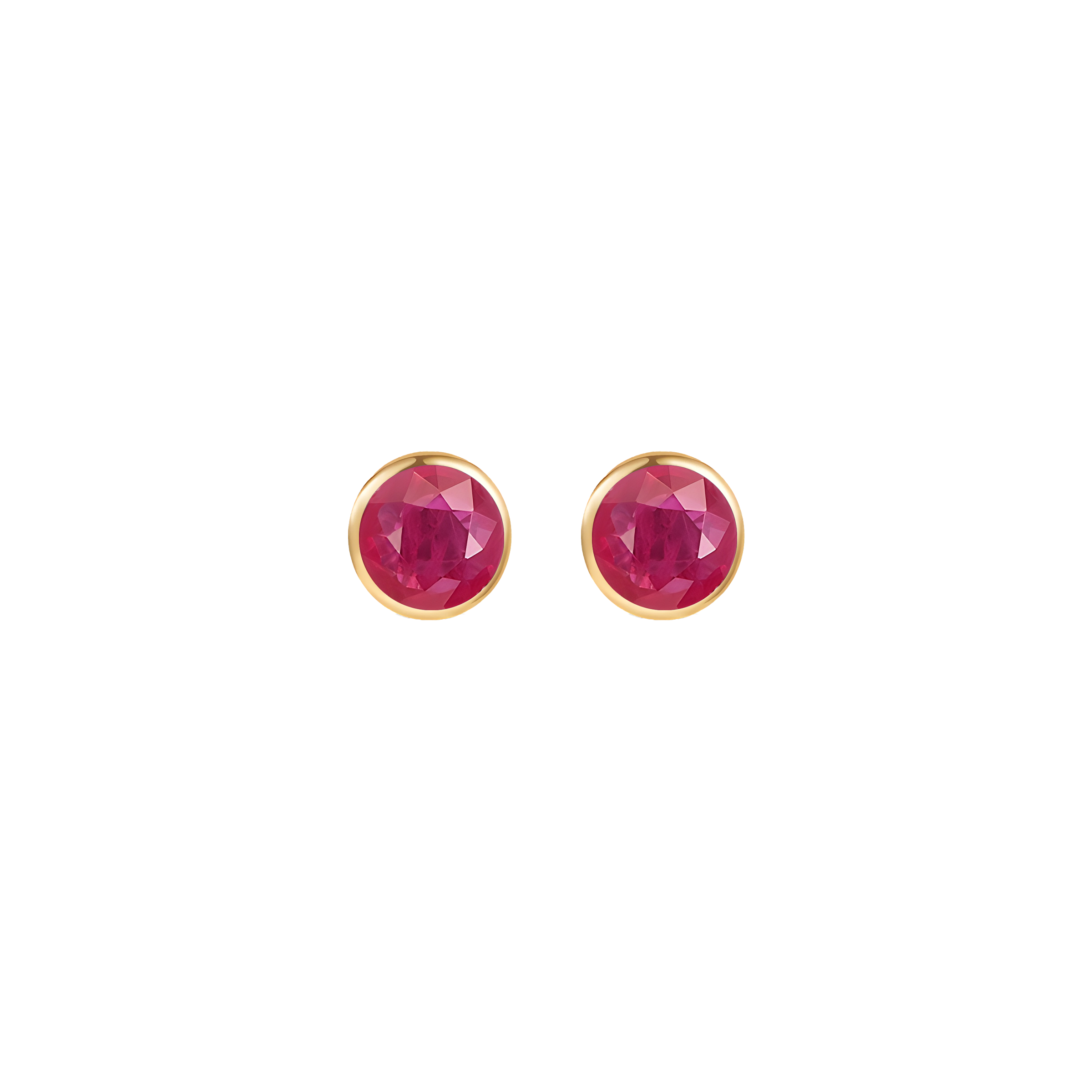 Ruby Solid Bezel Set Earrings in 18k Yellow Gold