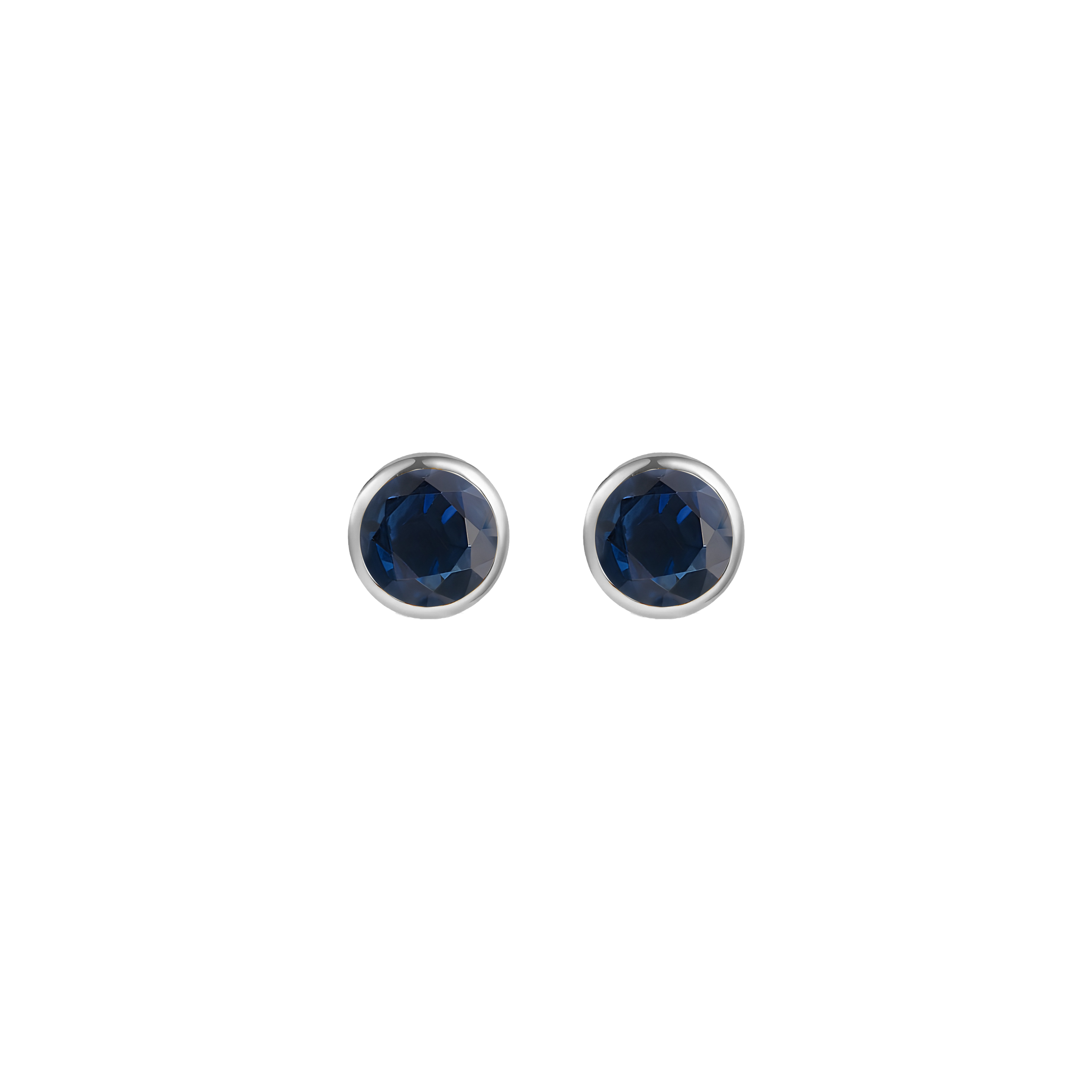 Sapphire Solid Bezel Set Earrings in 18k White Gold