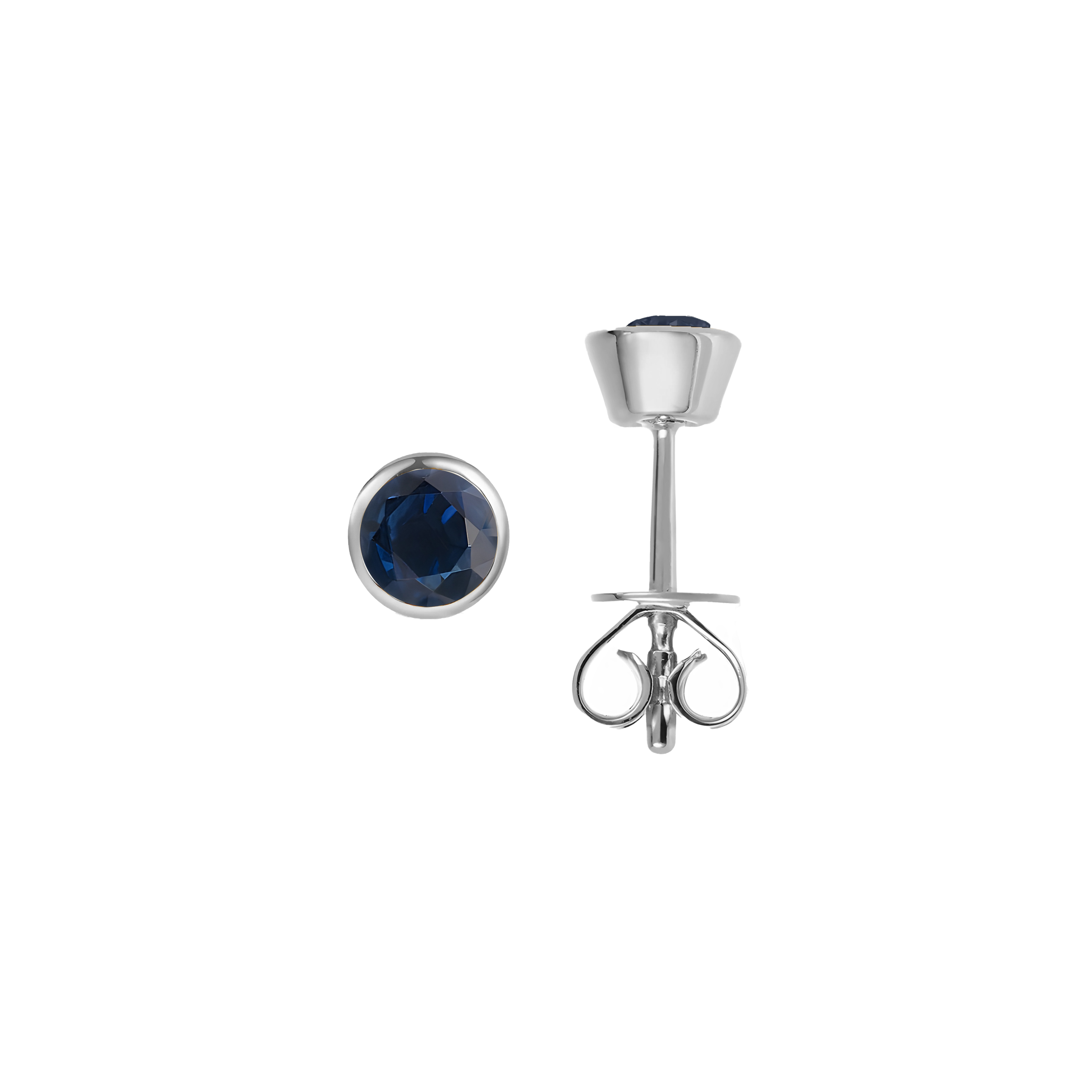 Sapphire Solid Bezel Set Earrings in 18k White Gold