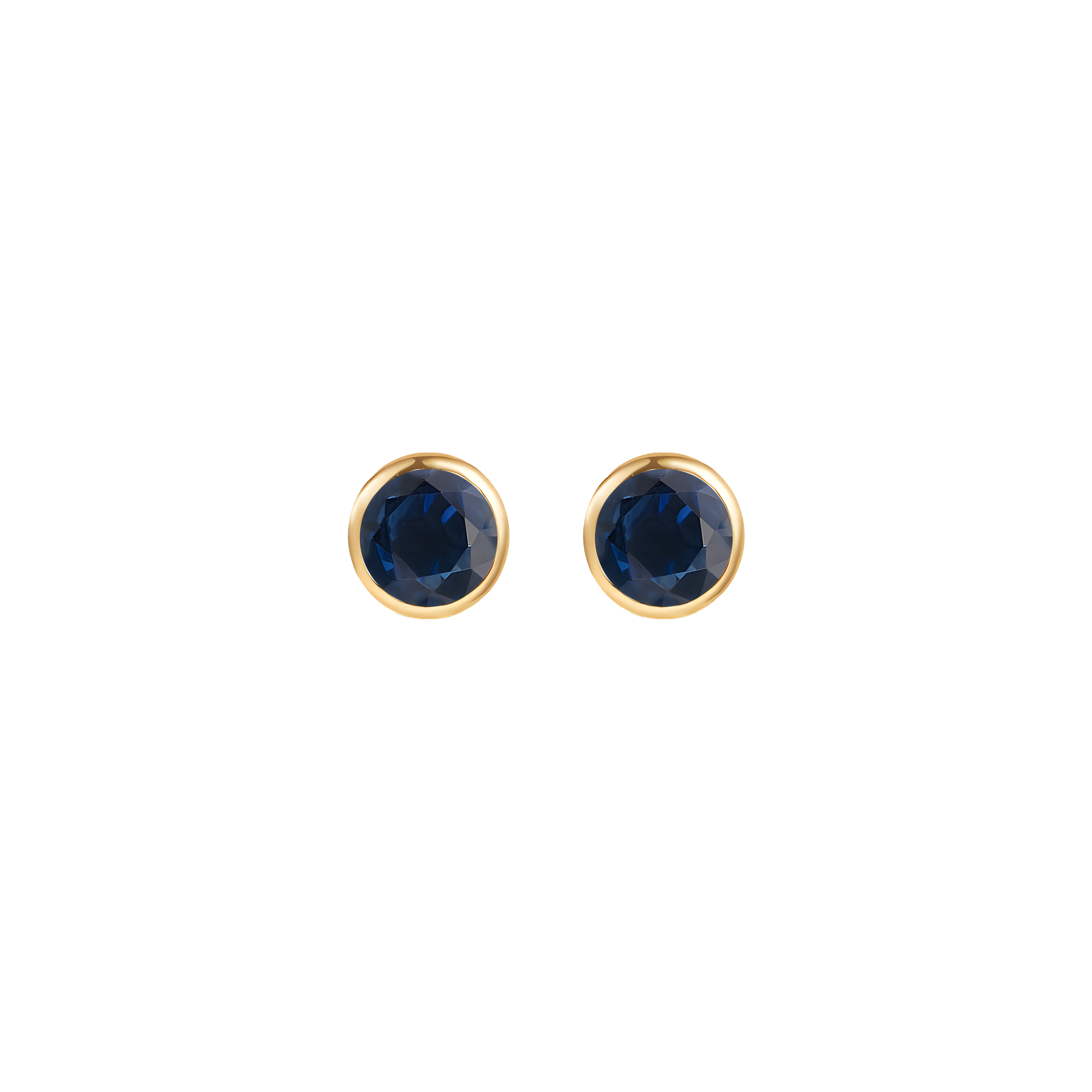 Sapphire Solid Bezel Set Earrings in 18k Yellow Gold