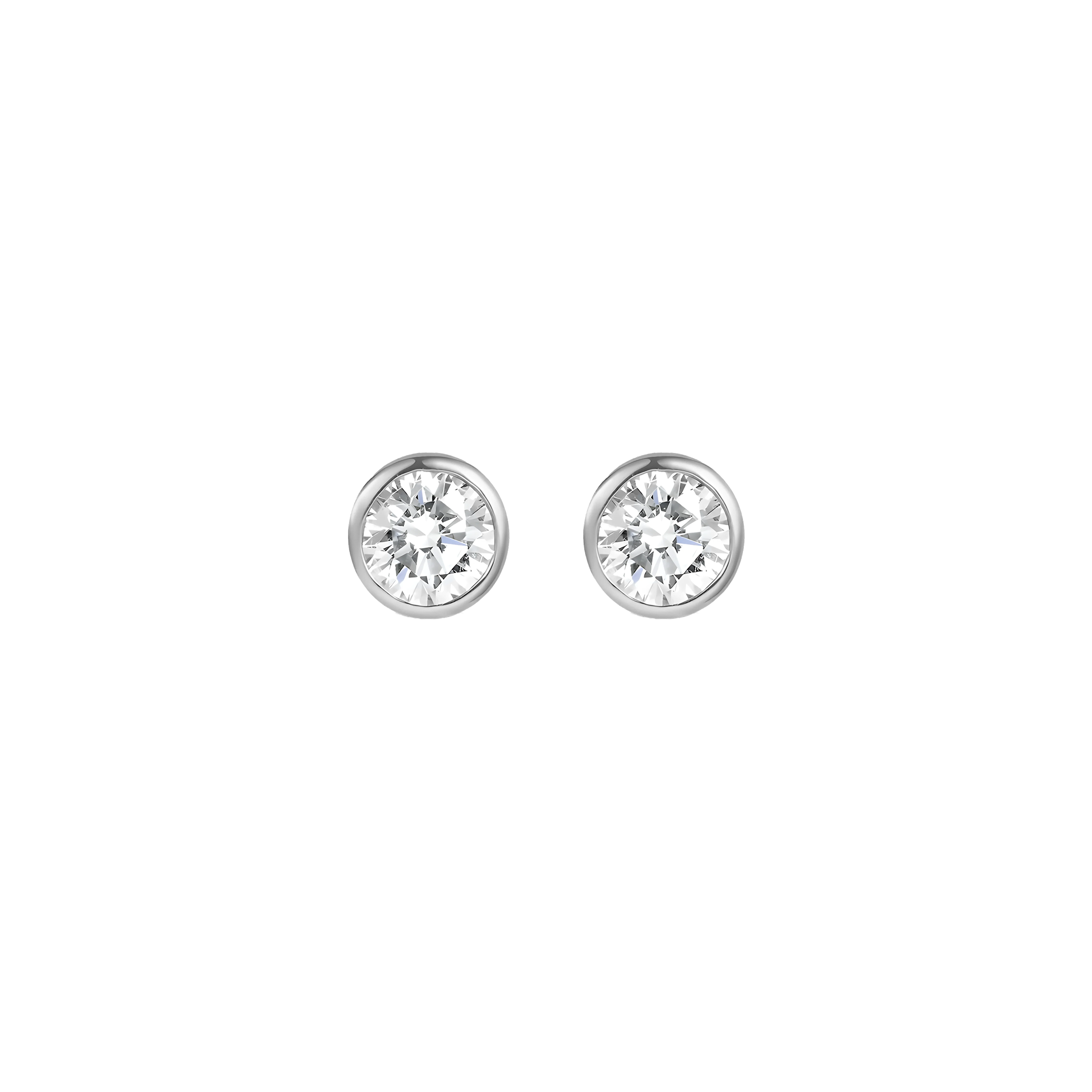 White Topaz Solid Bezel Set Earrings in 18k White Gold