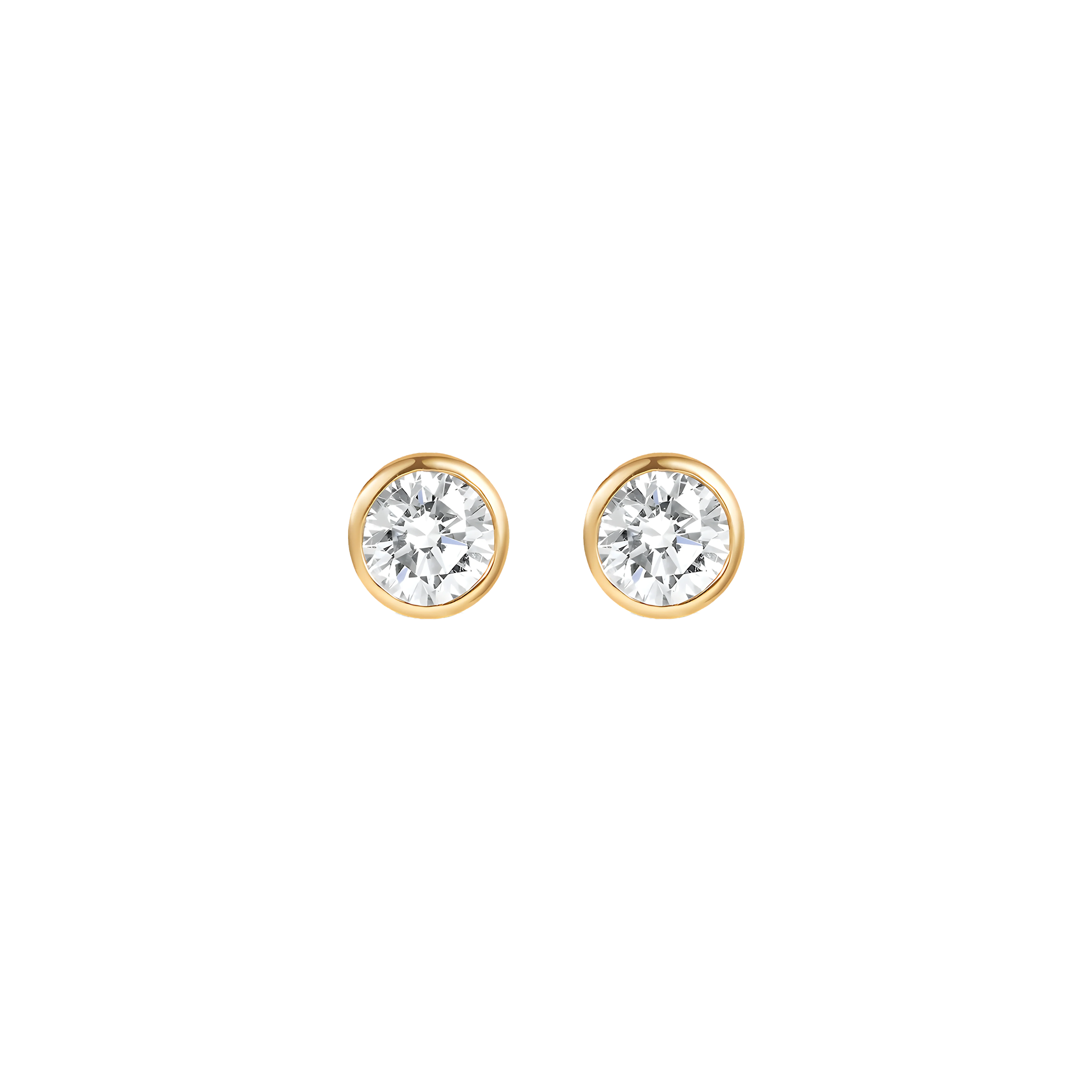 White Topaz Solid Bezel Set Earrings in 18k Yellow Gold