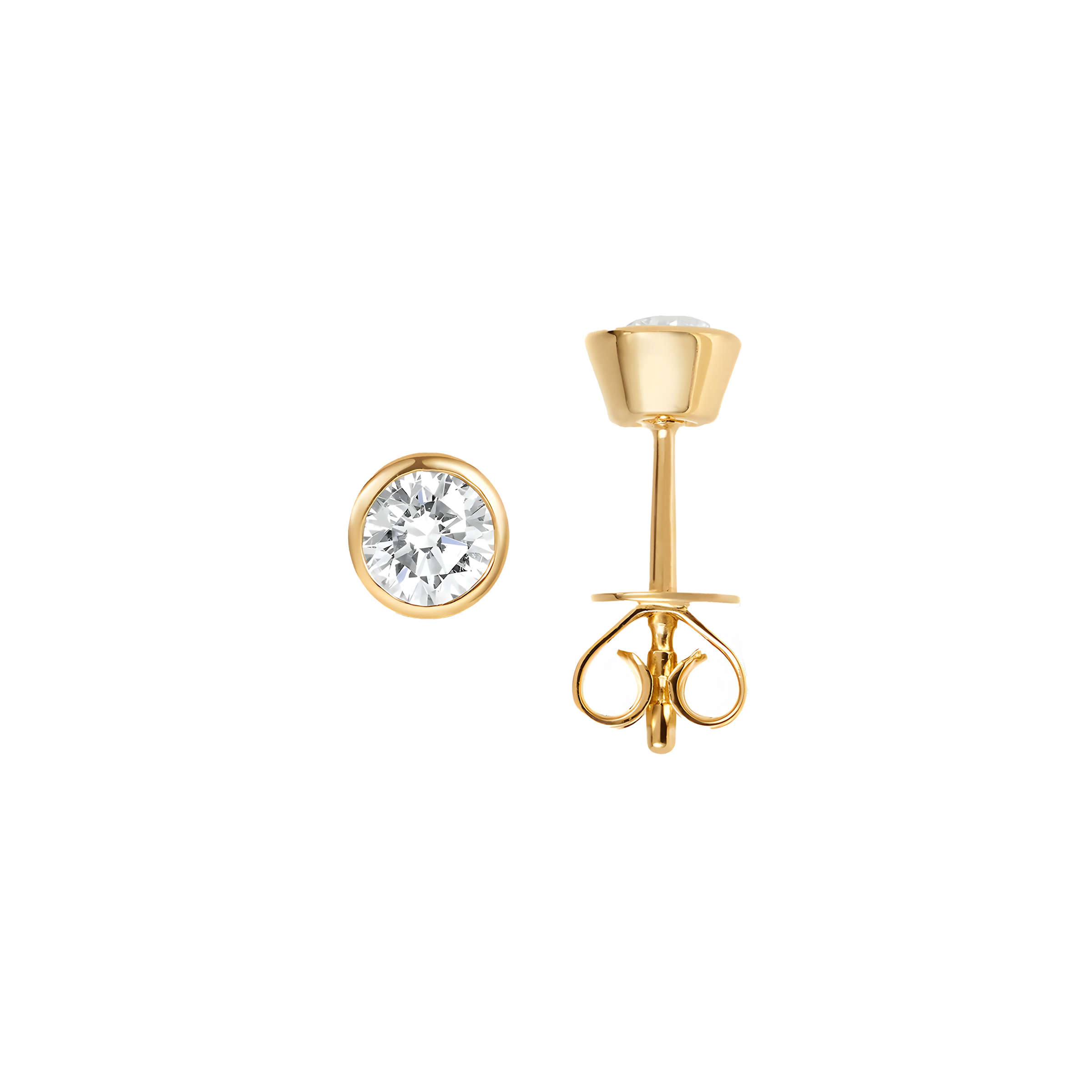 White Topaz Solid Bezel Set Earrings in 18k Yellow Gold
