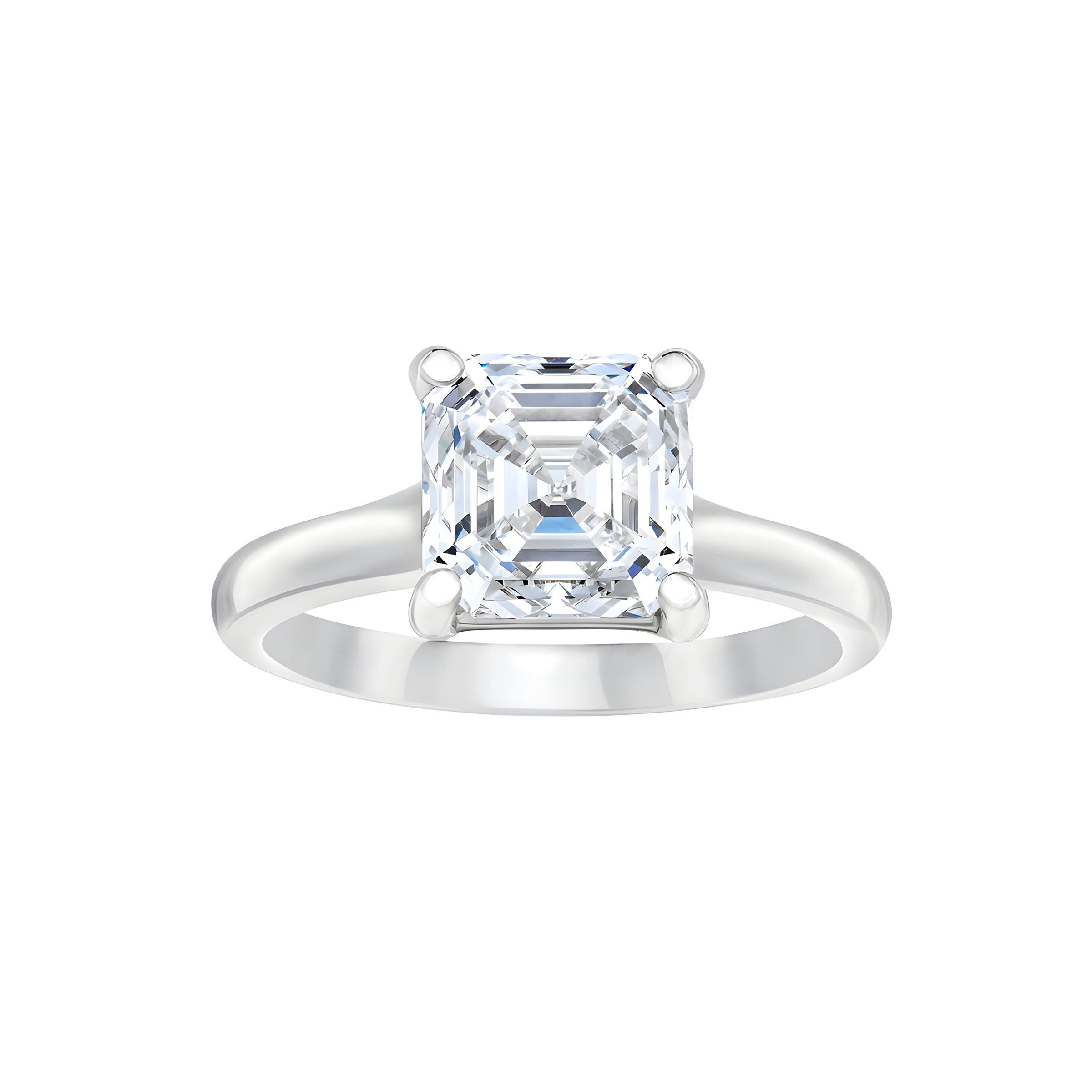 Square Emerald Cut Solitaire Lab Grown Diamond Engagement Ring In 14k White Gold