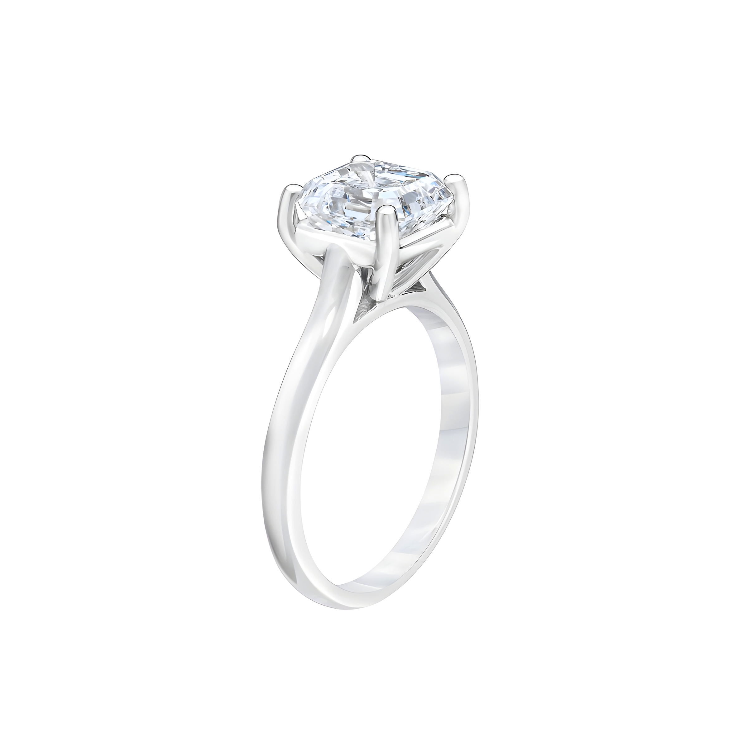 Square Emerald Cut Solitaire Lab Grown Diamond Engagement Ring In 14k White Gold