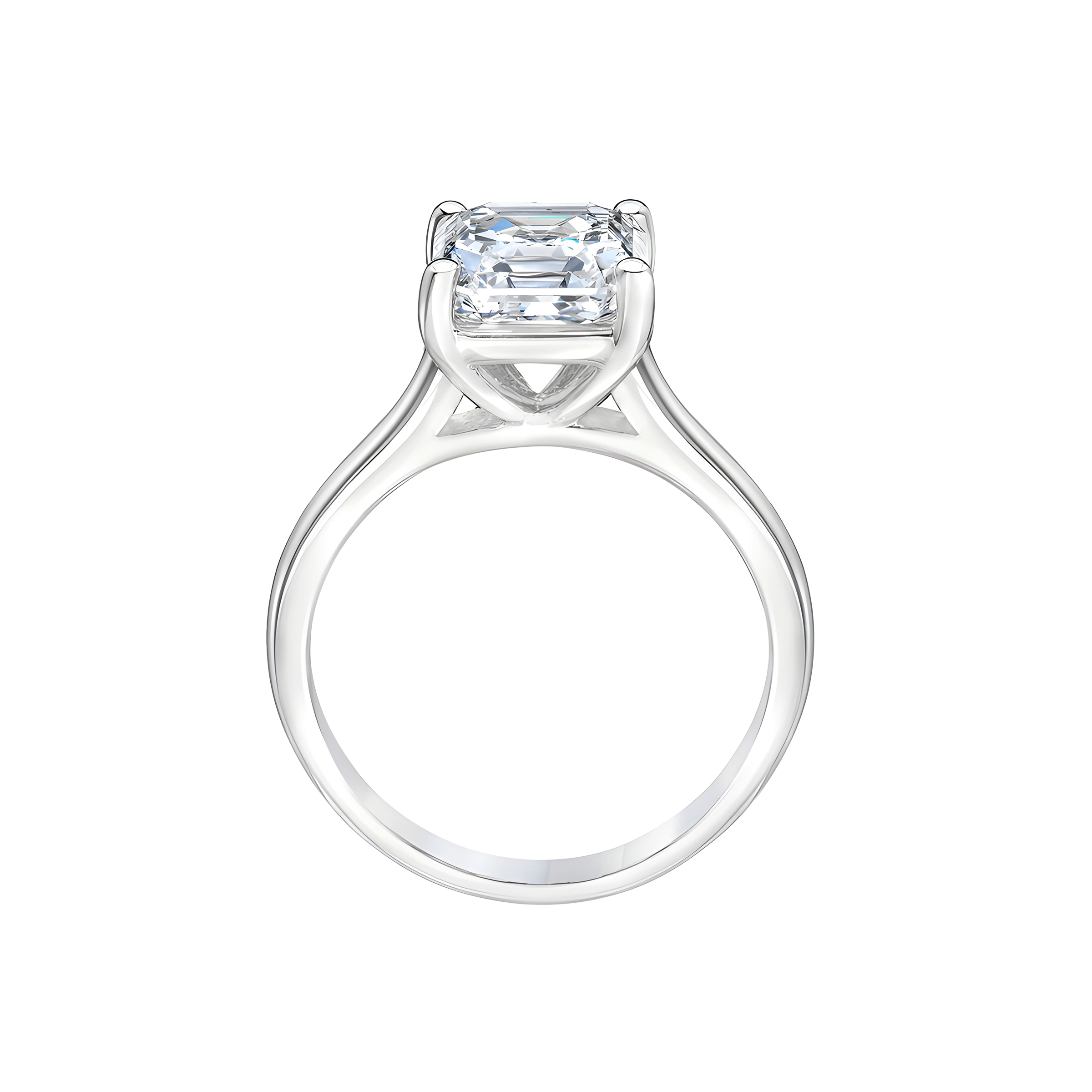 Square Emerald Cut Solitaire Diamond Engagement Ring In 18K White Gold