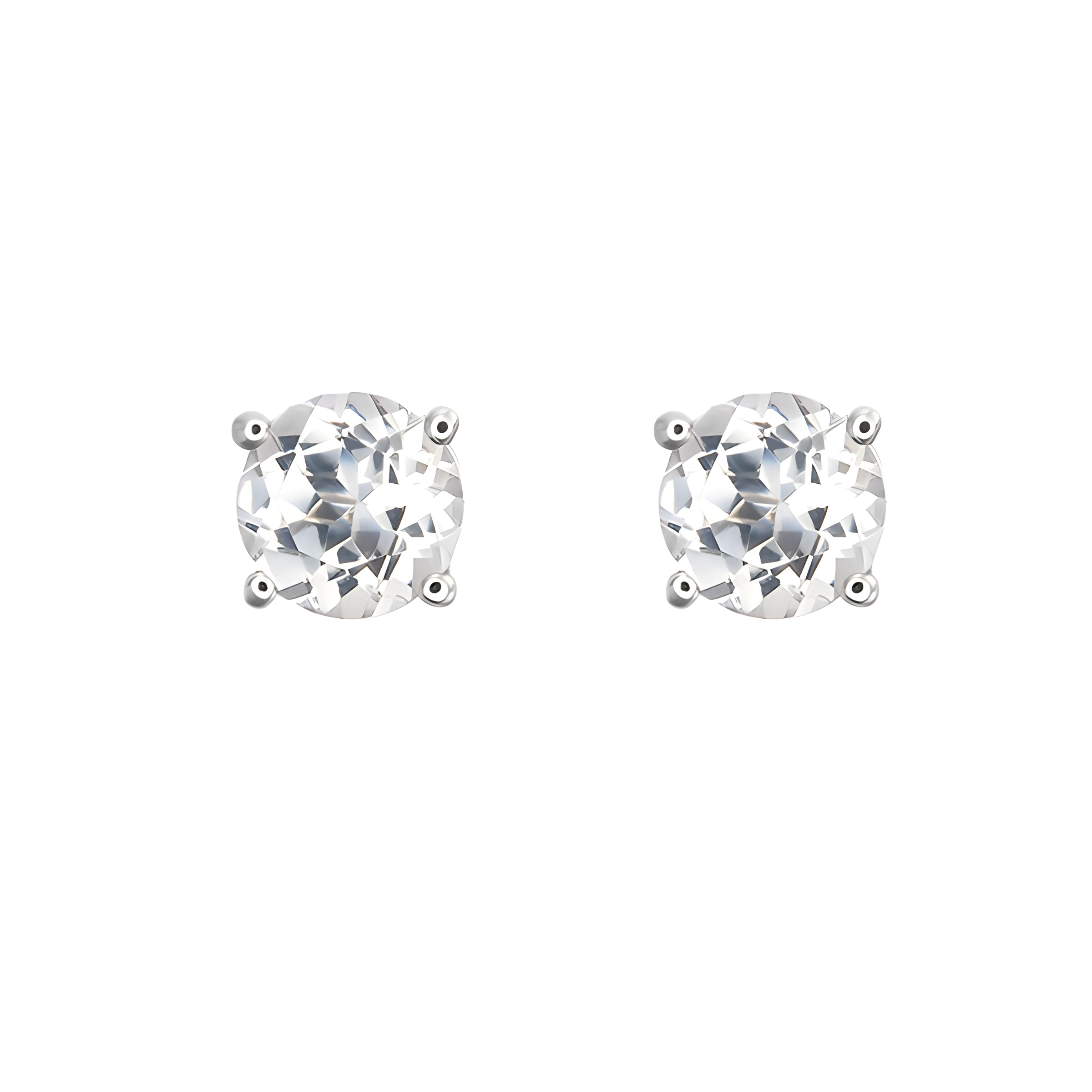 White Topaz Stud Earrings in 18k White Gold