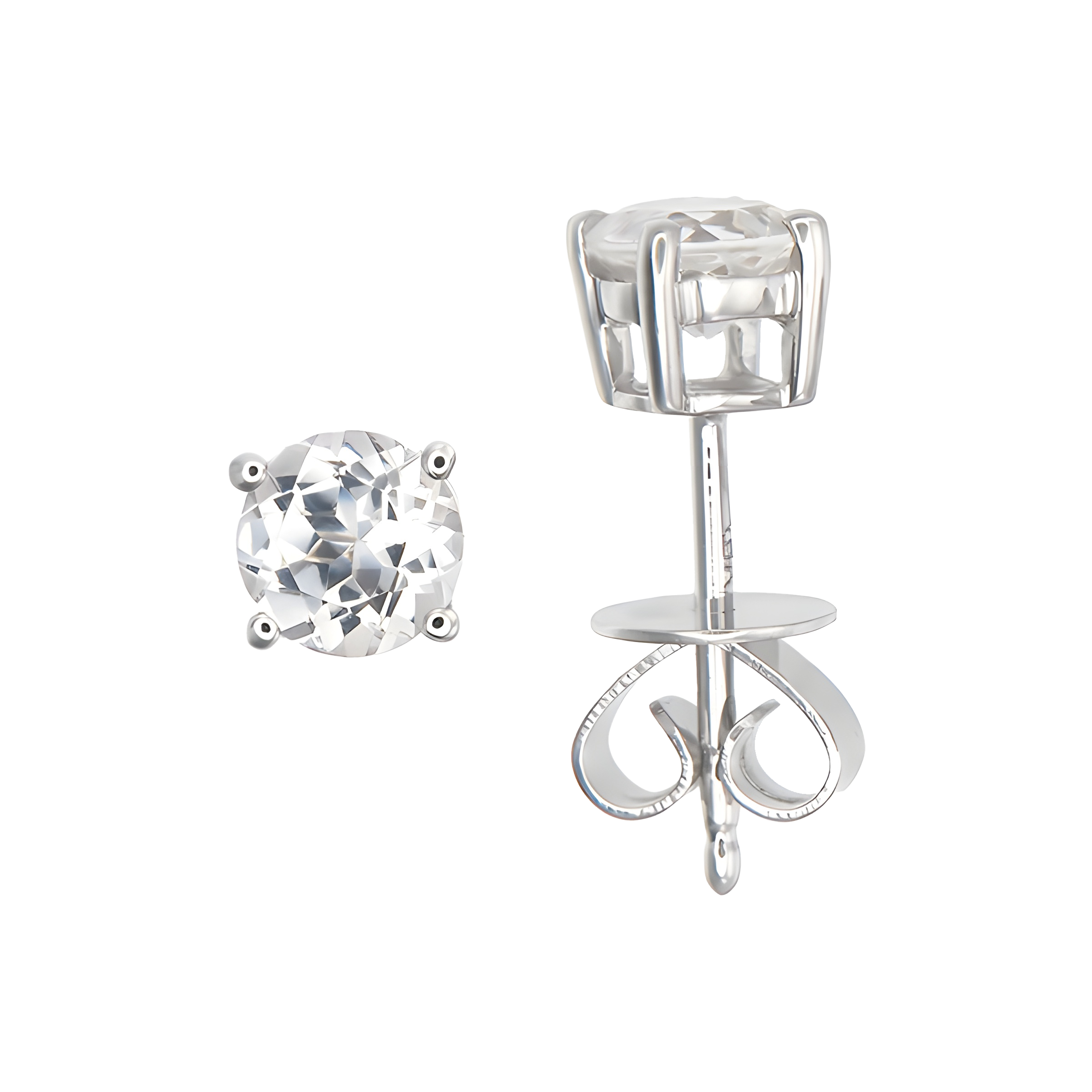 White Topaz Stud Earrings in 18k White Gold