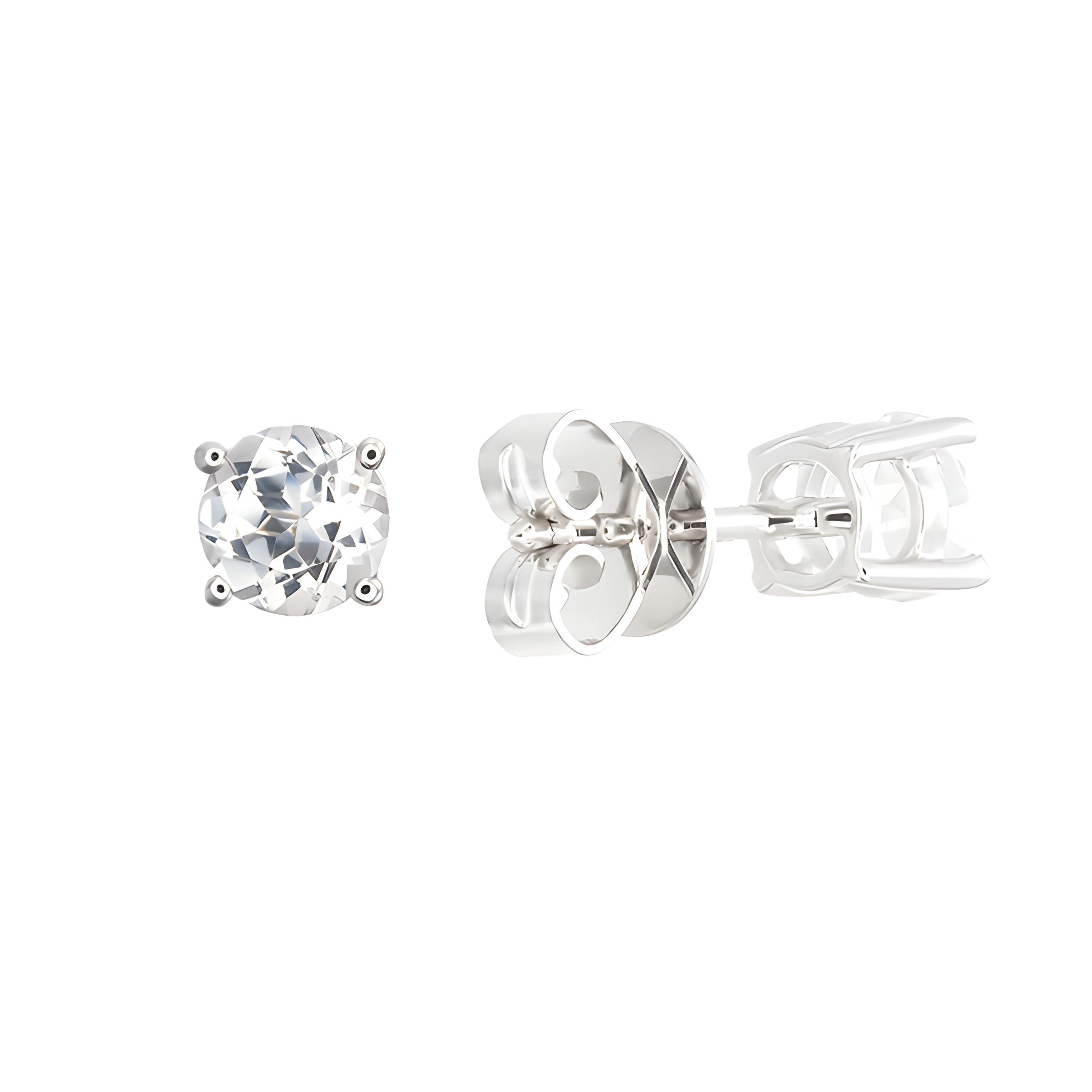 White Topaz Stud Earrings in 18k White Gold