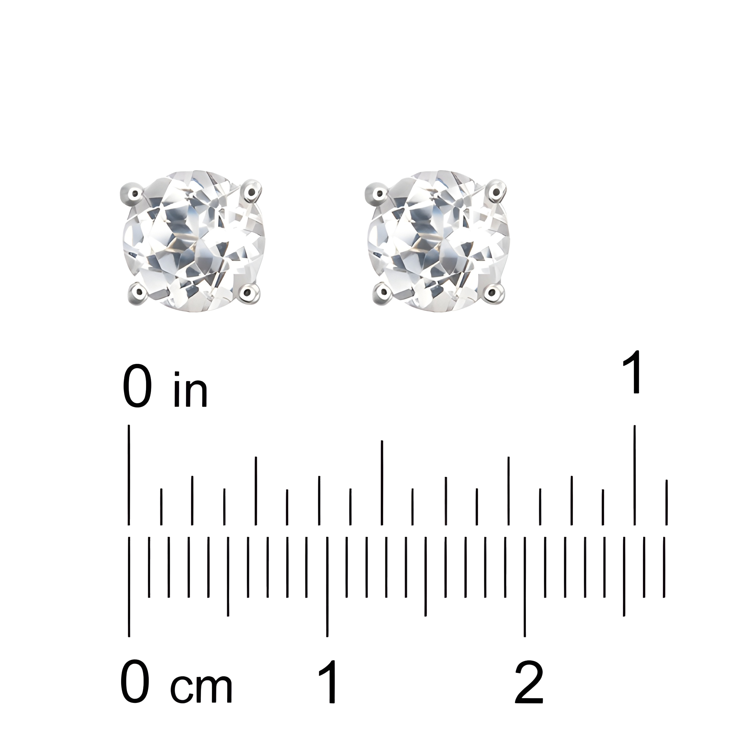 White Topaz Stud Earrings in 18k White Gold