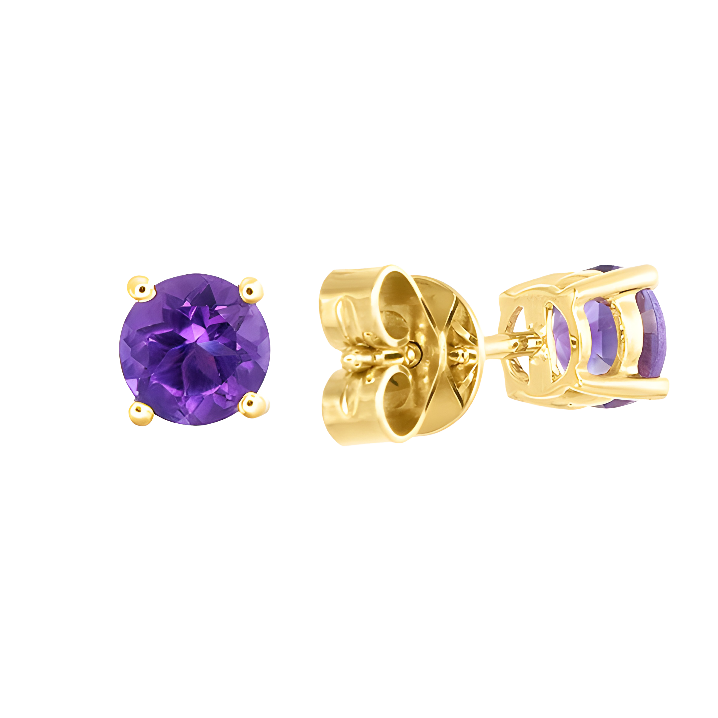 Amethyst Stud Earrings in 18k Yellow Gold