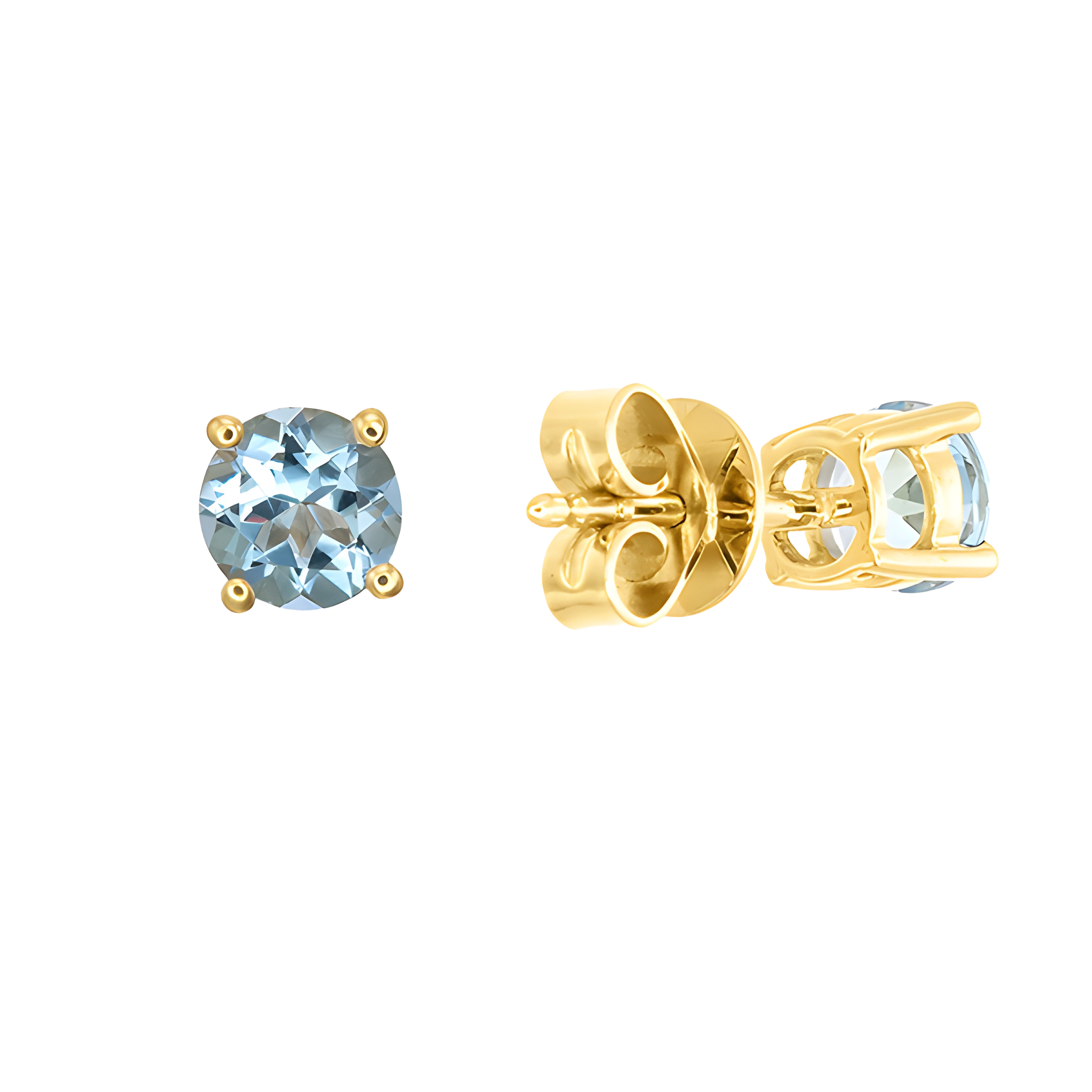 Aquamarine Stud Earrings in 18k Yellow Gold