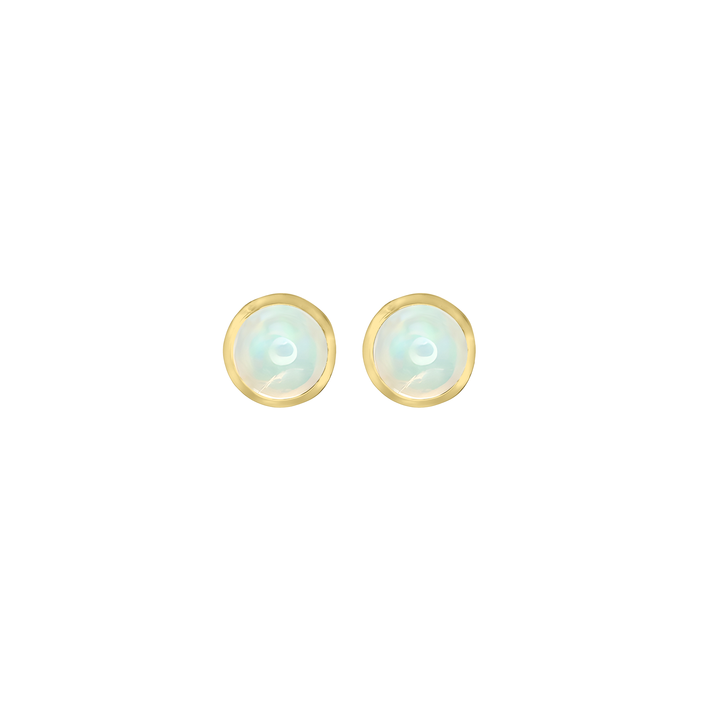 Opal Basket Bezel Set Earrings in 14k Yellow Gold