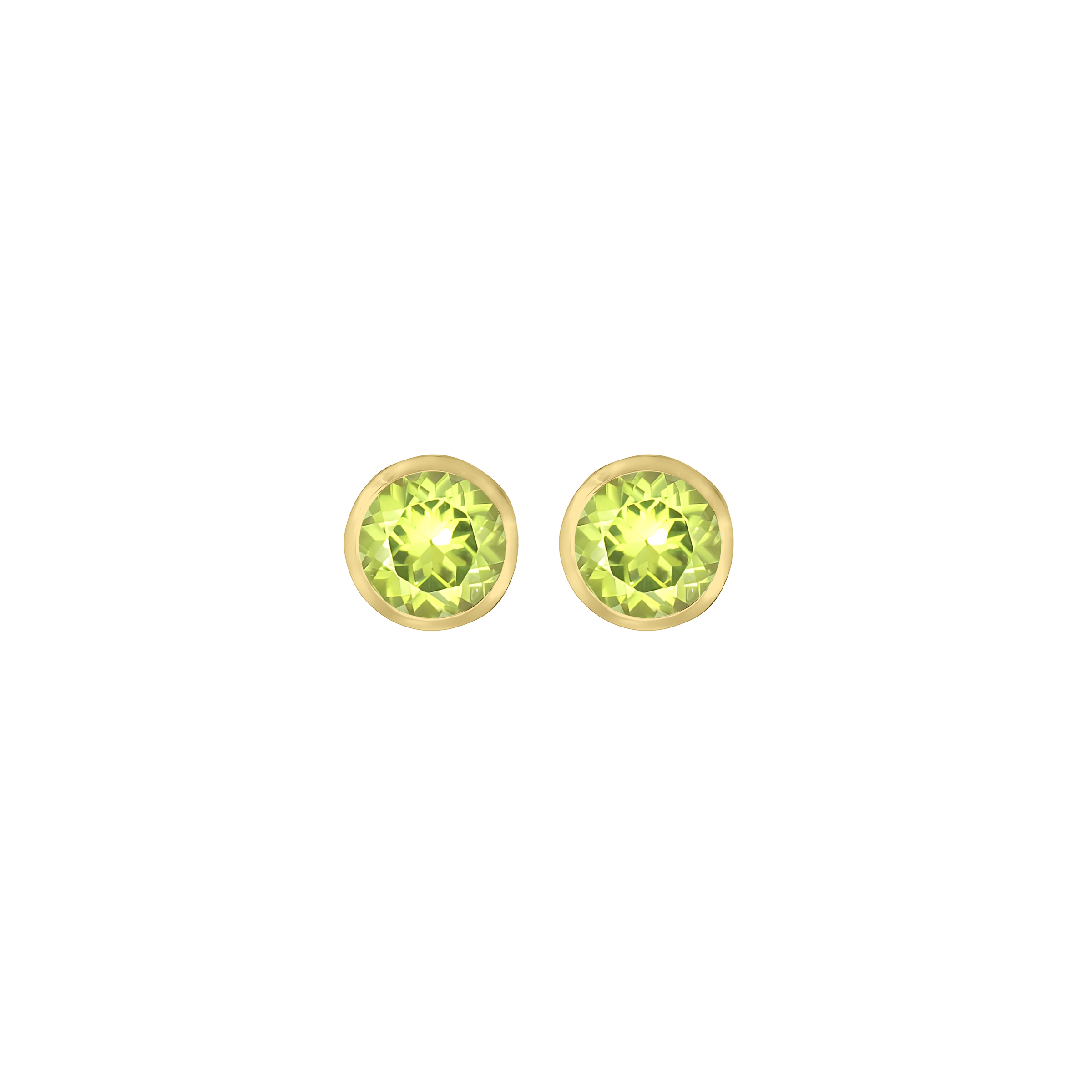 Peridot Basket Bezel Set Earrings in 14k Yellow Gold