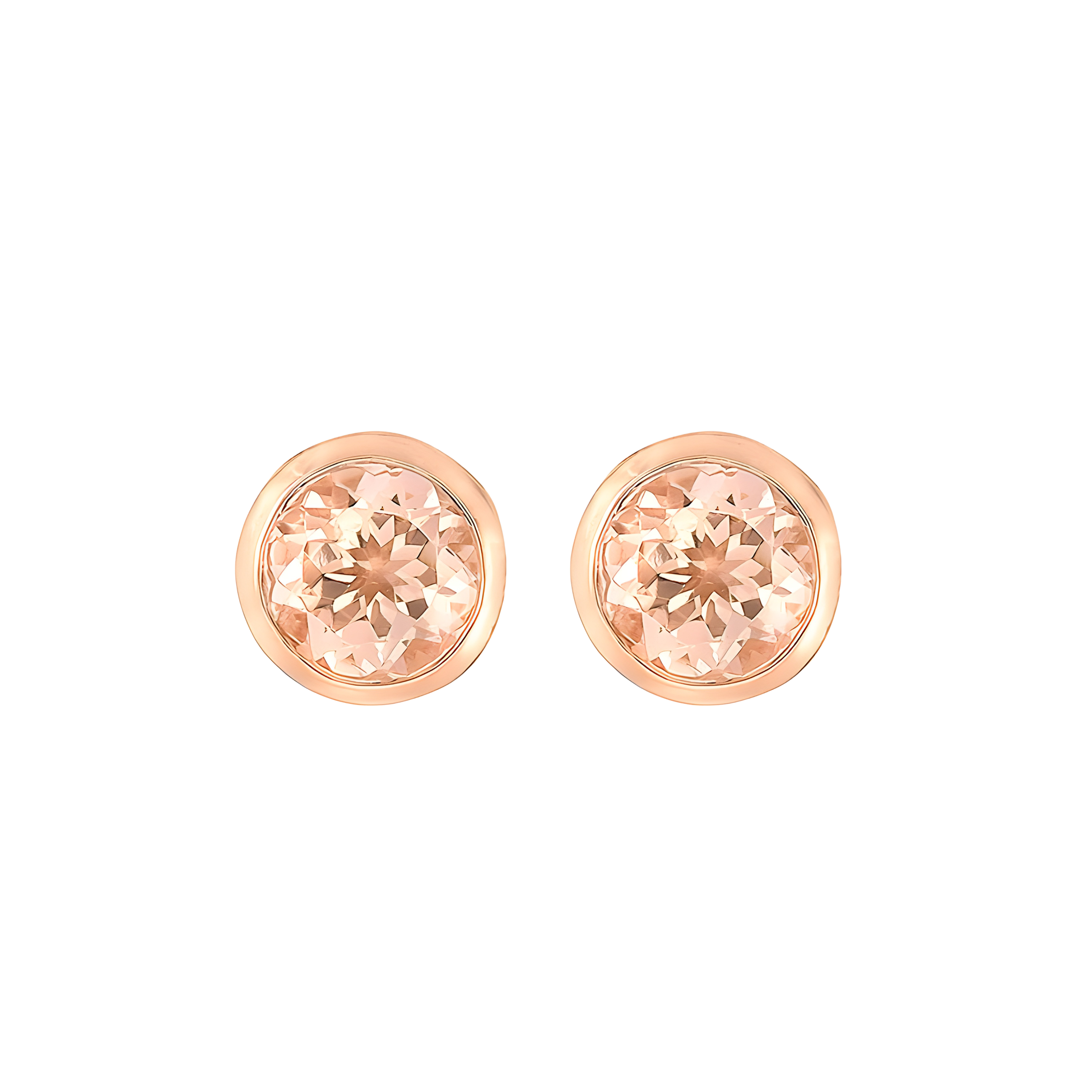 Bezel Set Morganite Stud Earrings in 18k Rose Gold