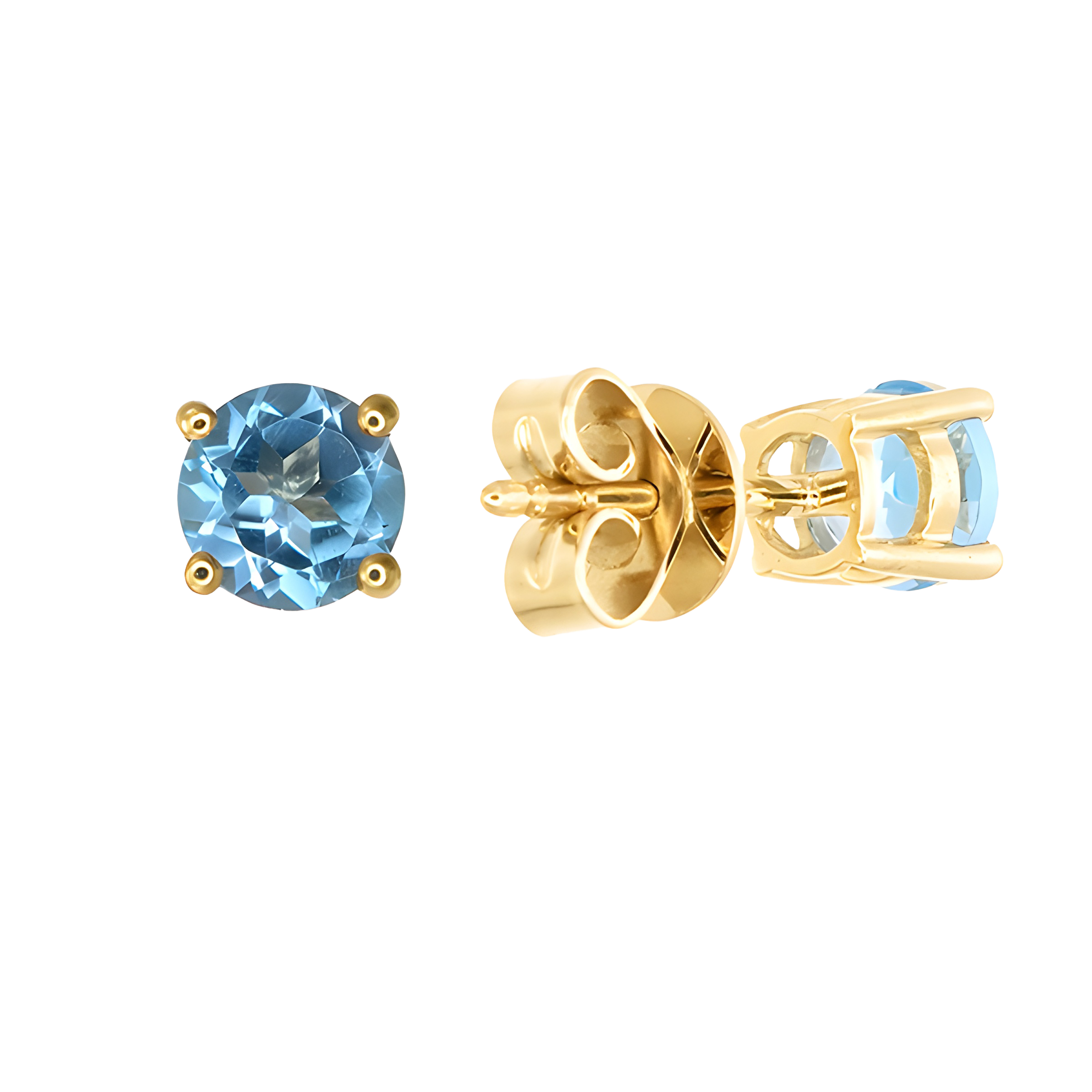 Blue Topaz Stud Earrings in 18k Yellow Gold