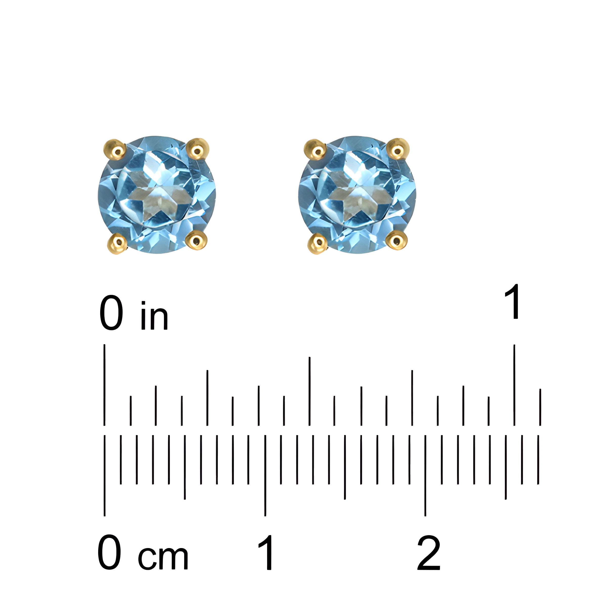 Blue Topaz Stud Earrings in 18k Yellow Gold