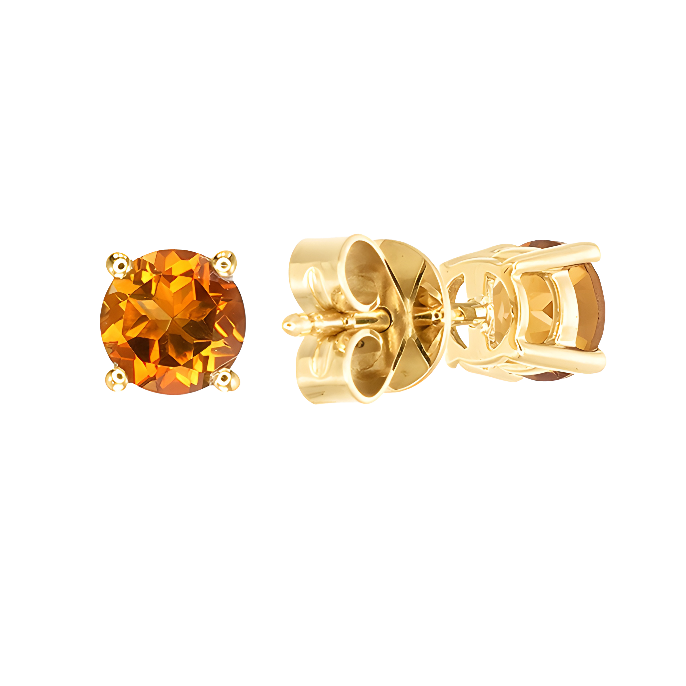 Citrine Stud Earrings in 18k Yellow Gold